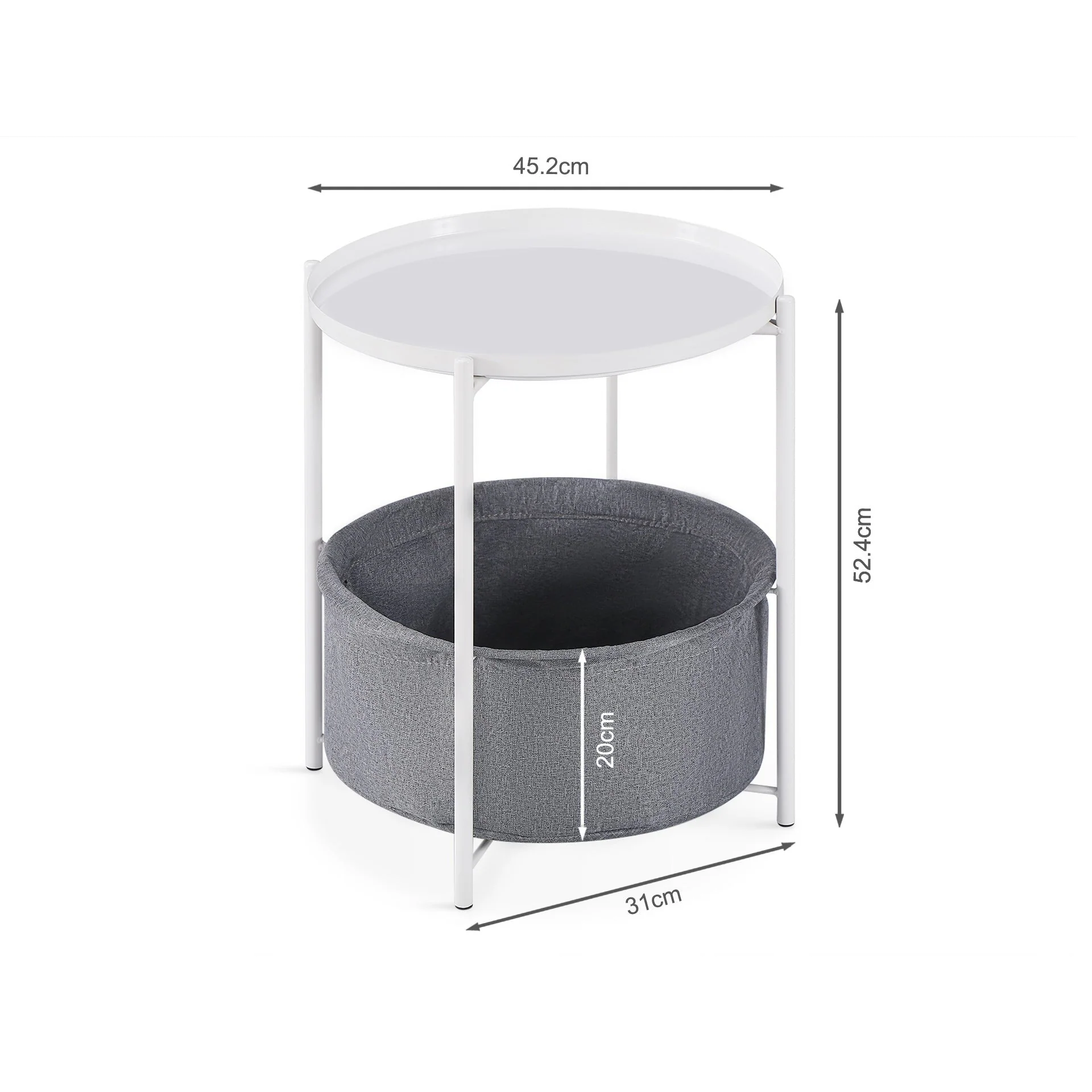 Francis Round Coffee Table with Storage - White + Grey - Image 6