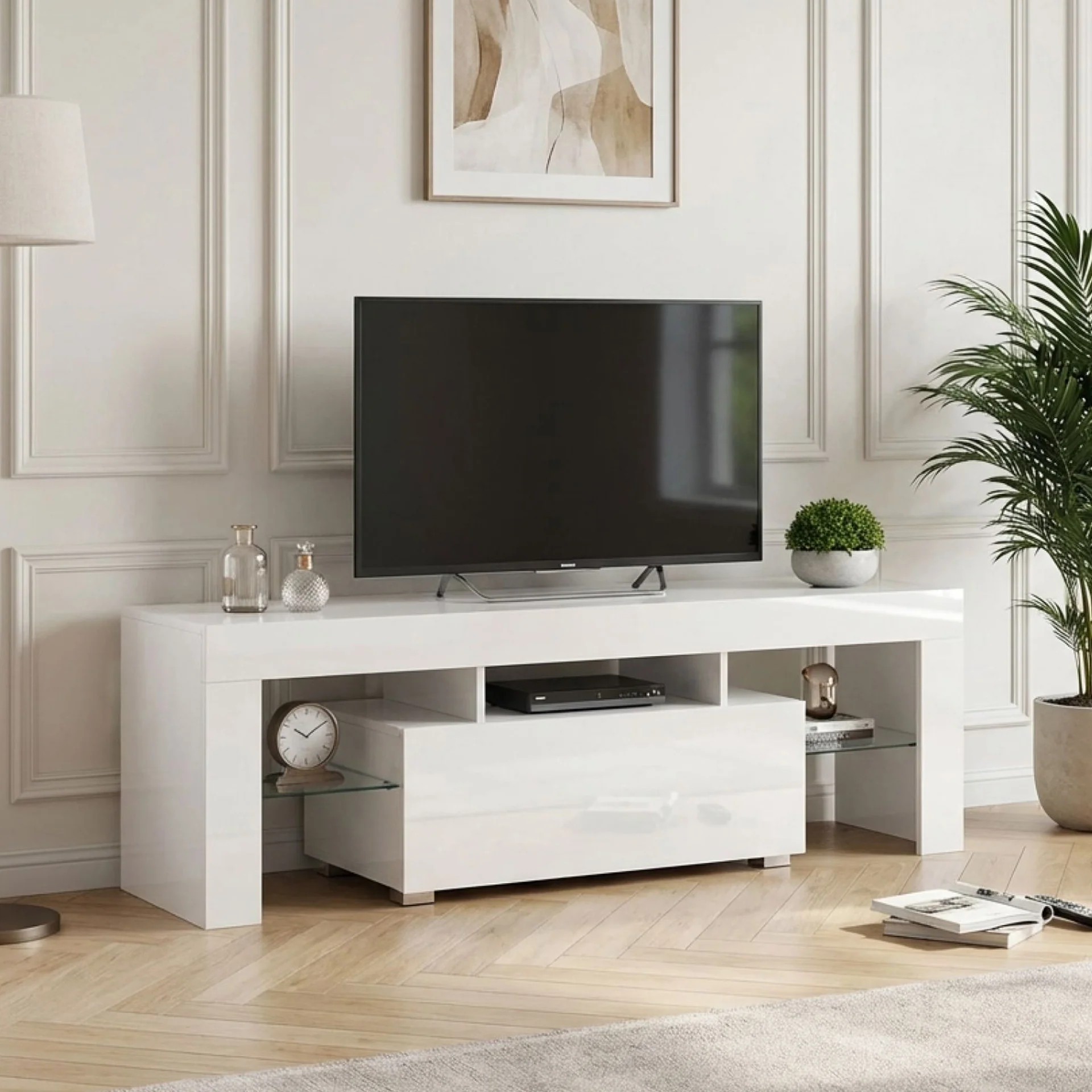 Frannie 1.3m LED Entertainment Unit - White - Image 5