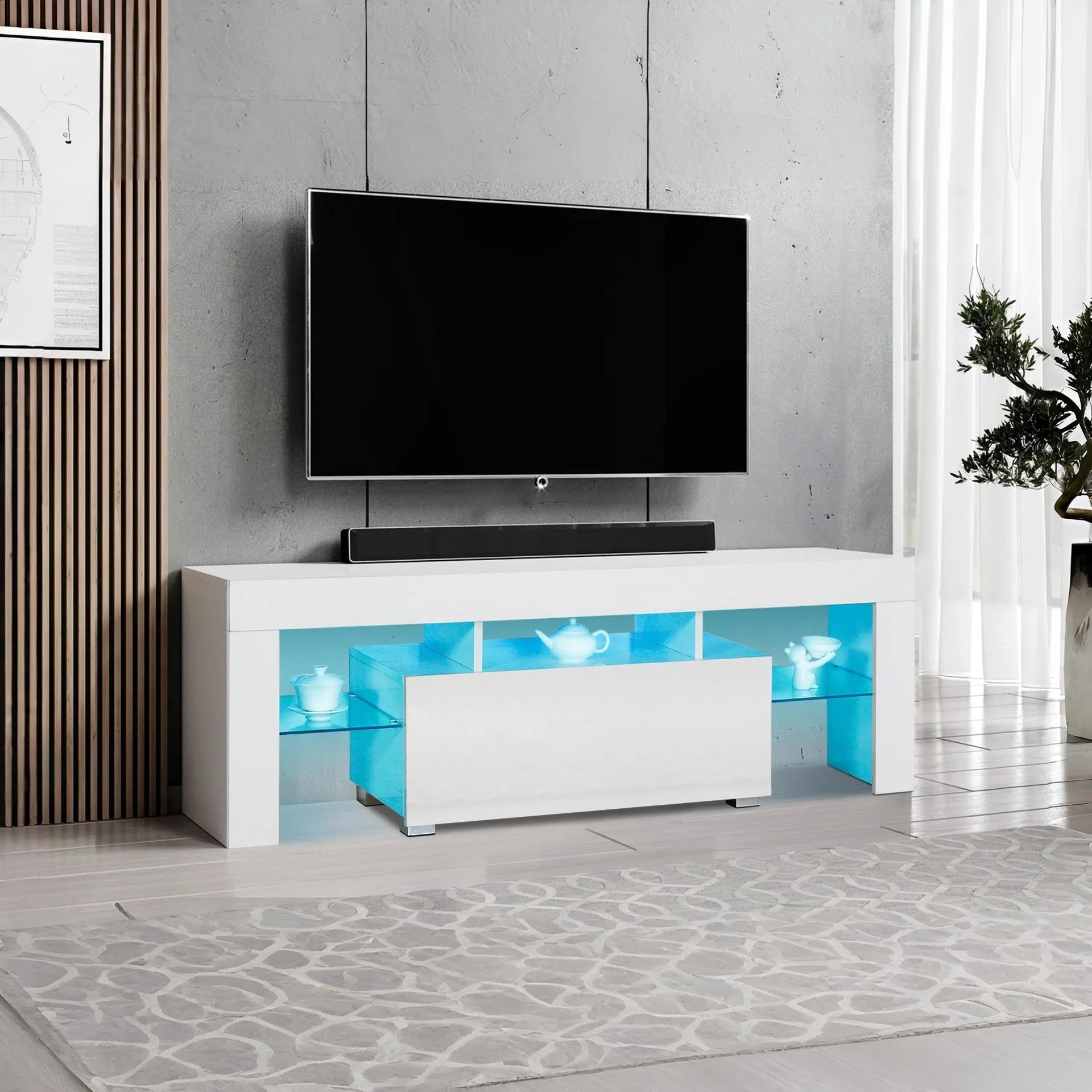 Frannie 1.3m LED Entertainment Unit - White - Image 8
