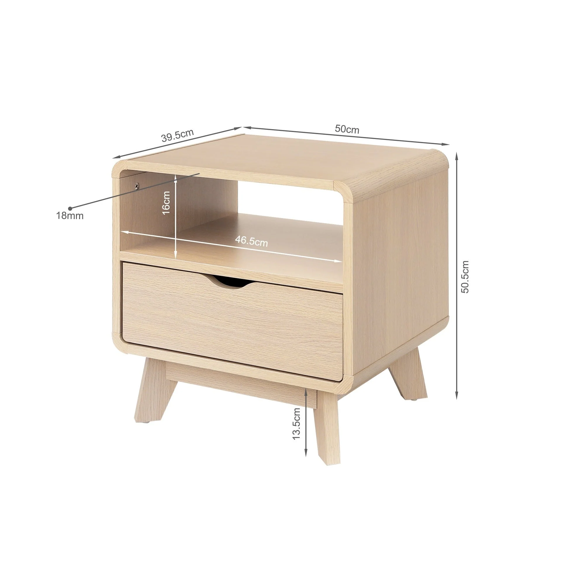 Fredy Bedside Table - Natural Oak - Image 11