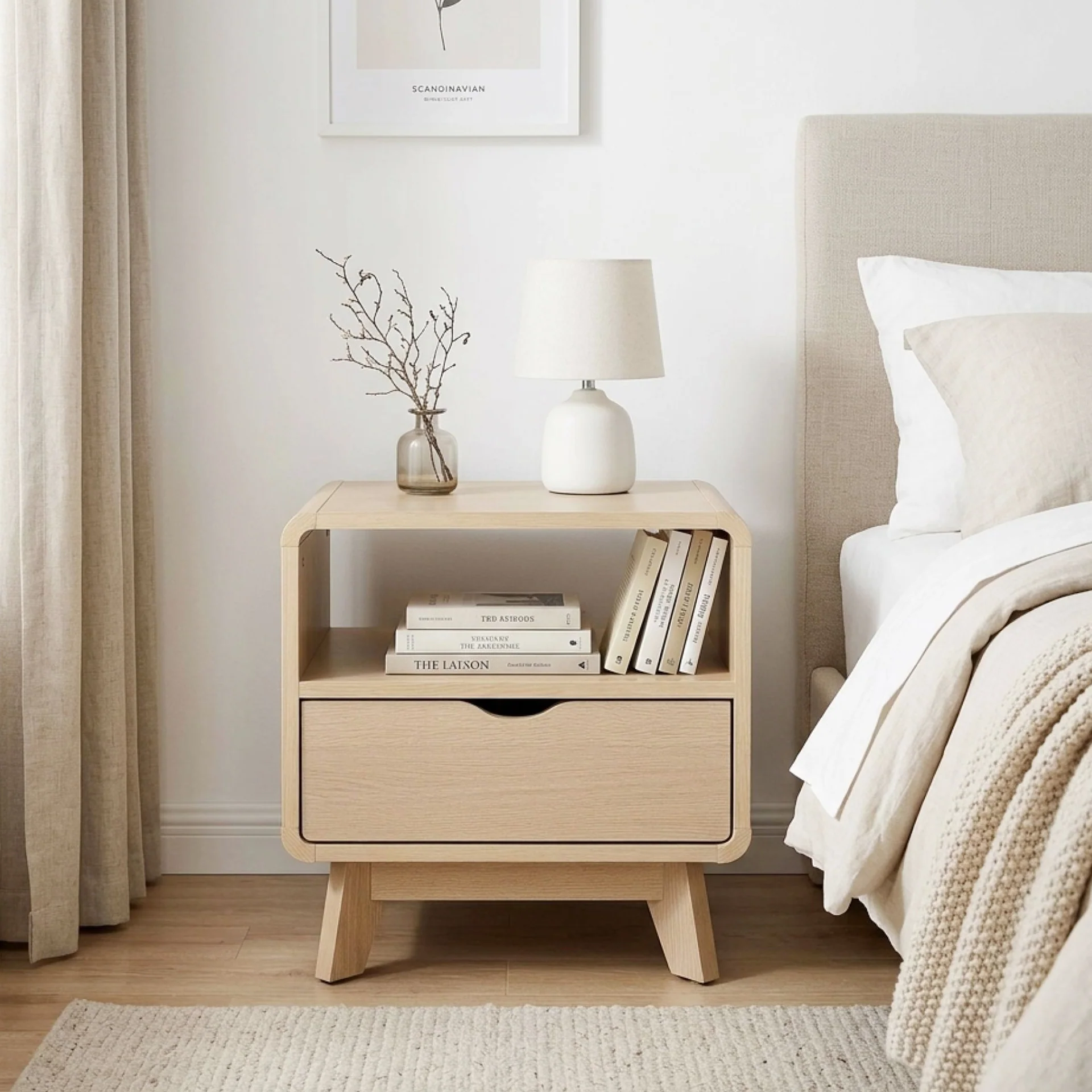 Fredy Bedside Table - Natural Oak - Image 3
