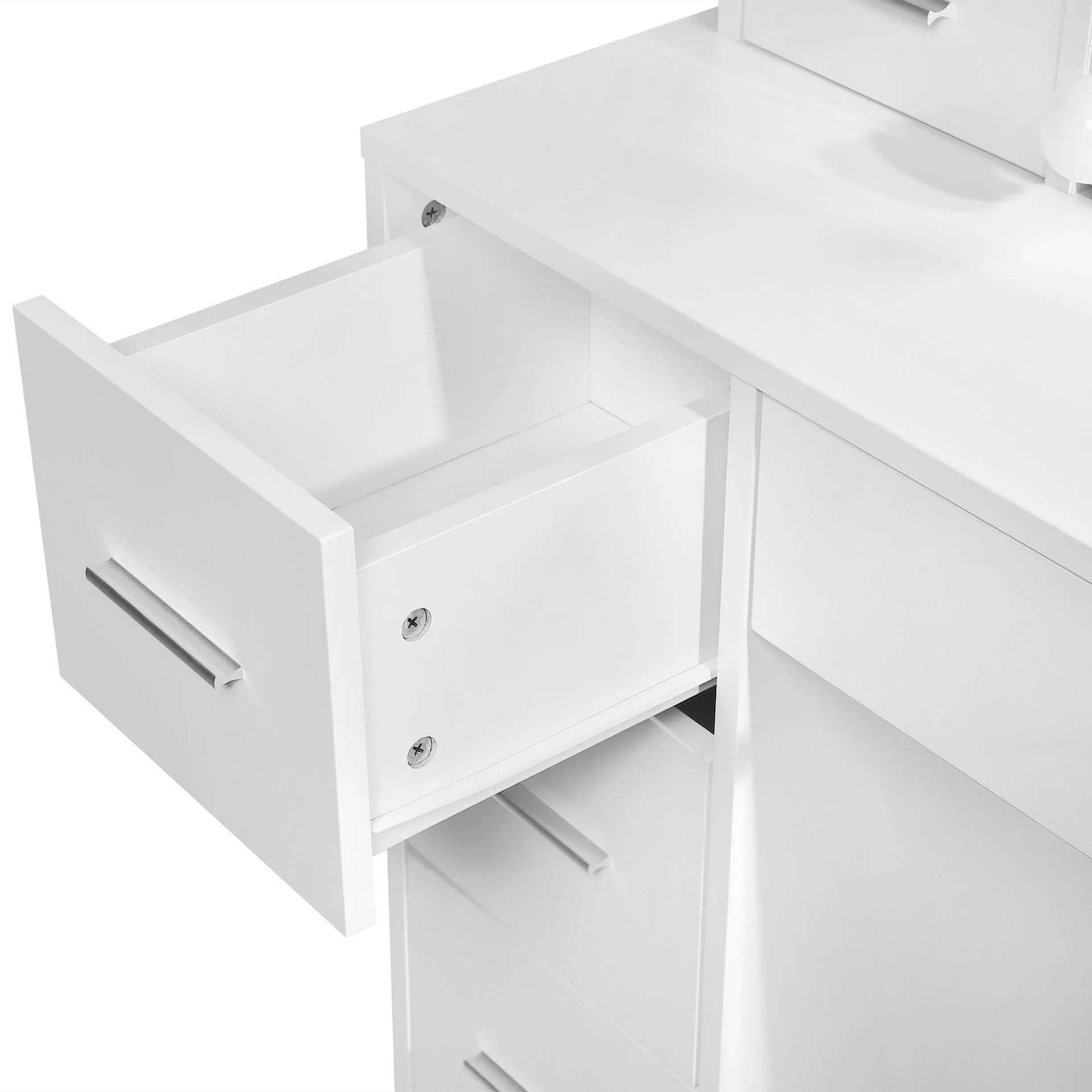 Freesia 2 Piece Dressing Table with Mirror & Stool Set - White - Image 14