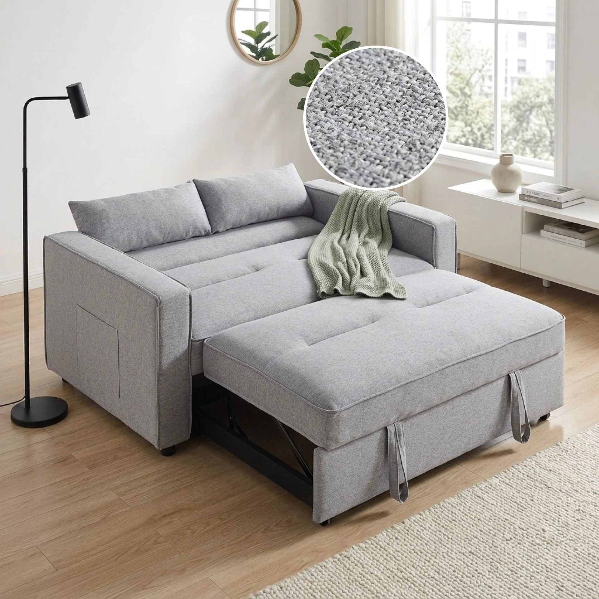 Freyja 2 Seater Sofa Bed - Grey - Image 2