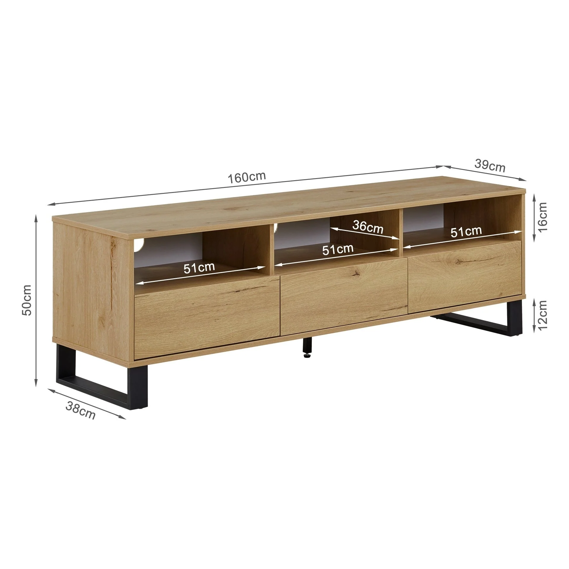 Frohna 1.6m Entertainment Unit - Oak - Image 12