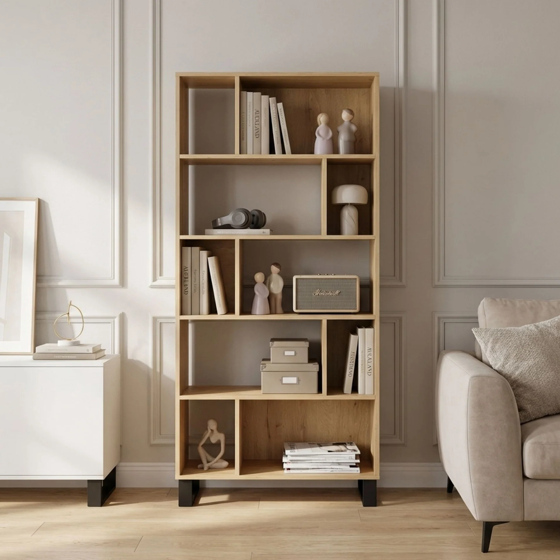 Frohna Bookshelf Display Shelf Bookcase Stand Rack - Oak - Image 5