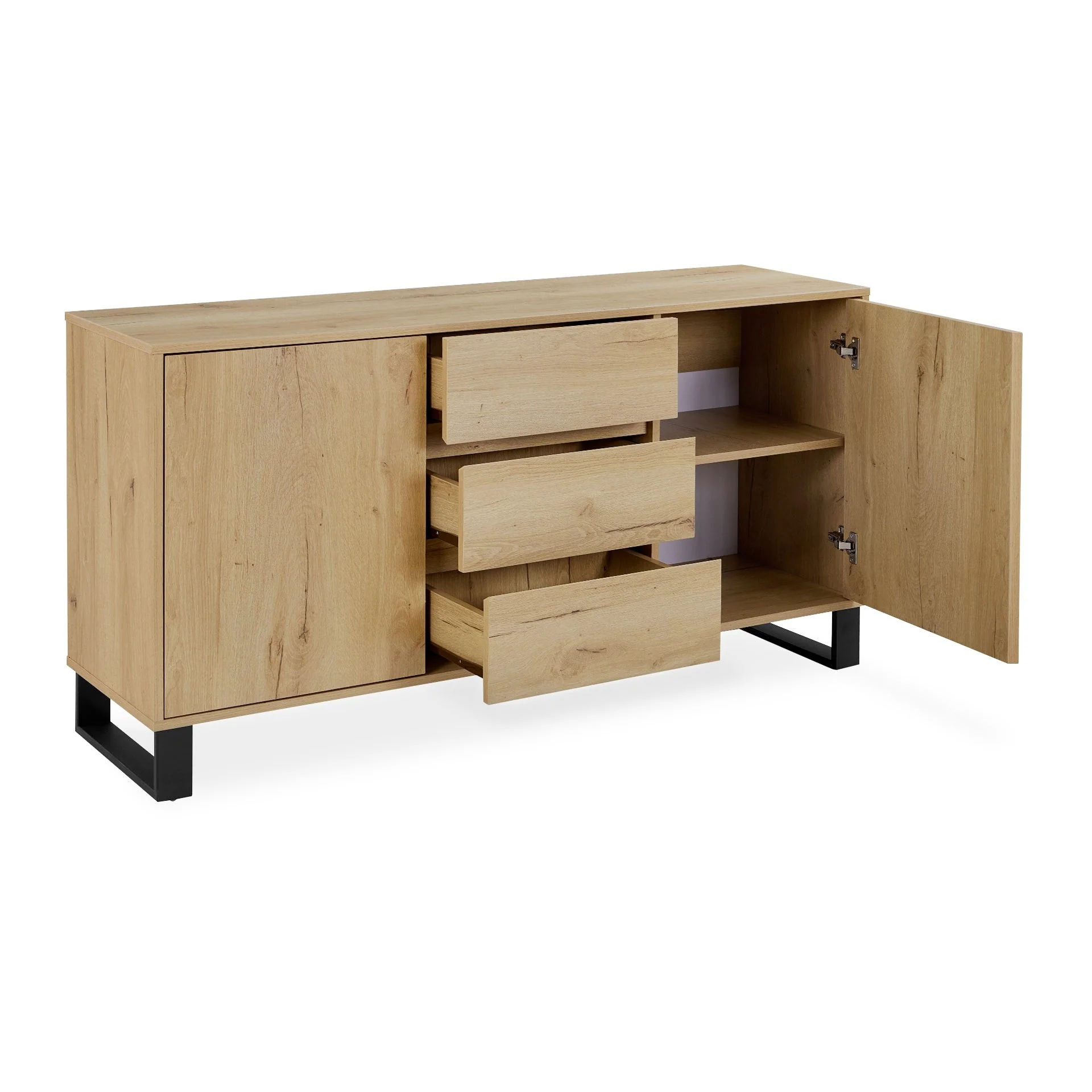 Frohna Sideboard Buffet Table with 3 Drawers - Oak - Image 11