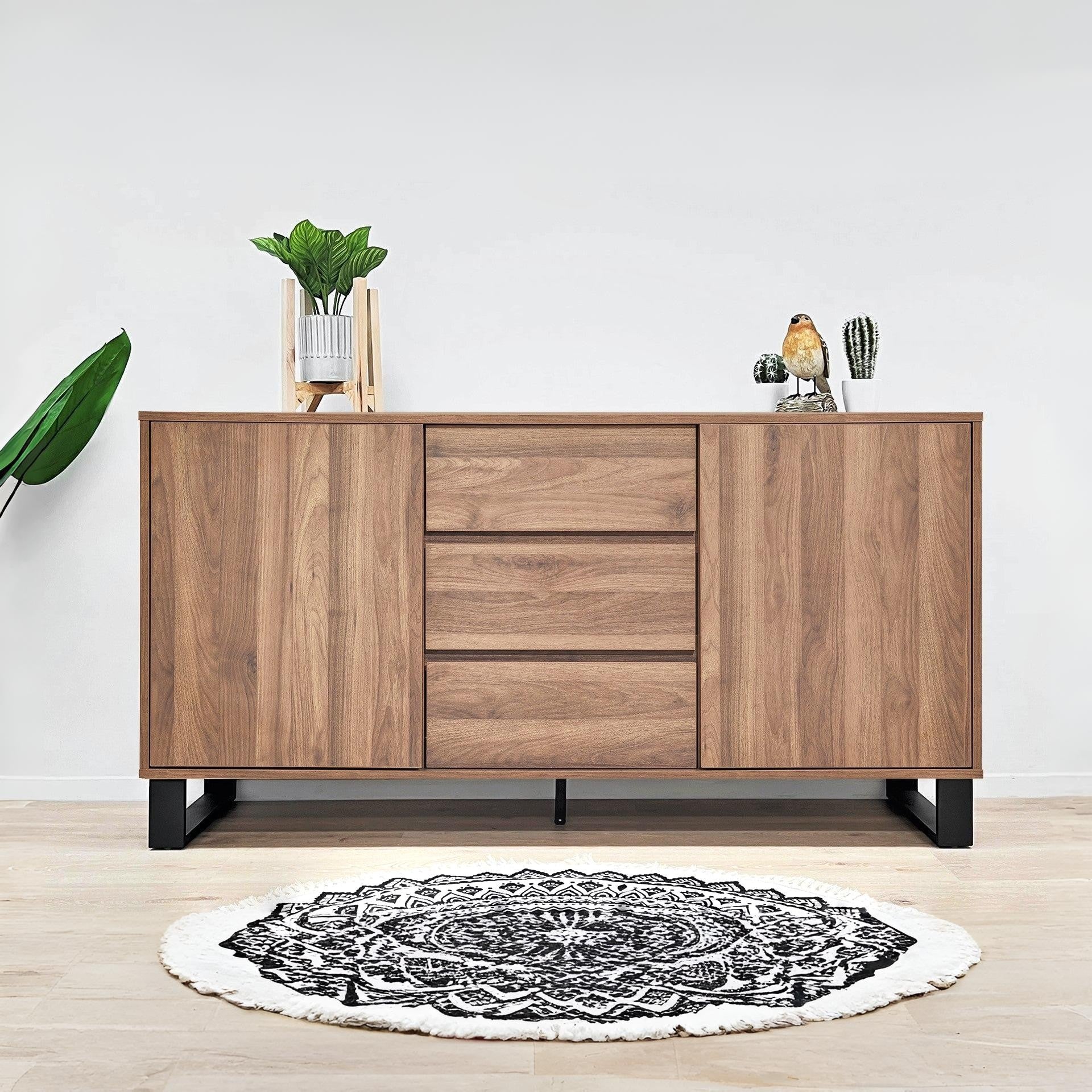 Frohna Sideboard Buffet Table with 3 Drawers - Walnut - Image 12