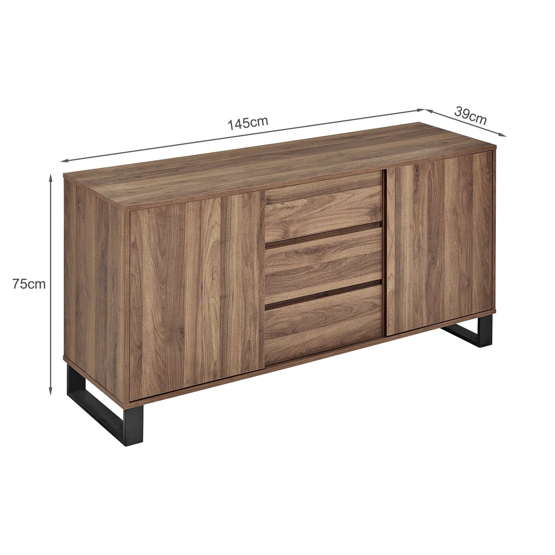 Frohna Sideboard Buffet Table with 3 Drawers - Walnut - Image 16