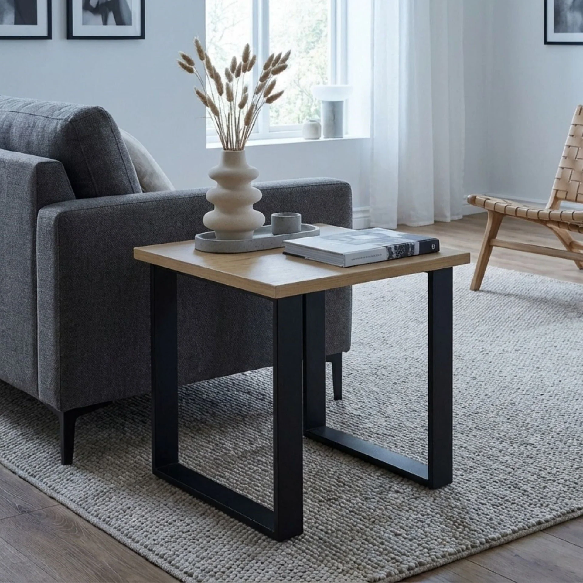 Frohna Square Coffee Table Side Table - Oak - Image 2