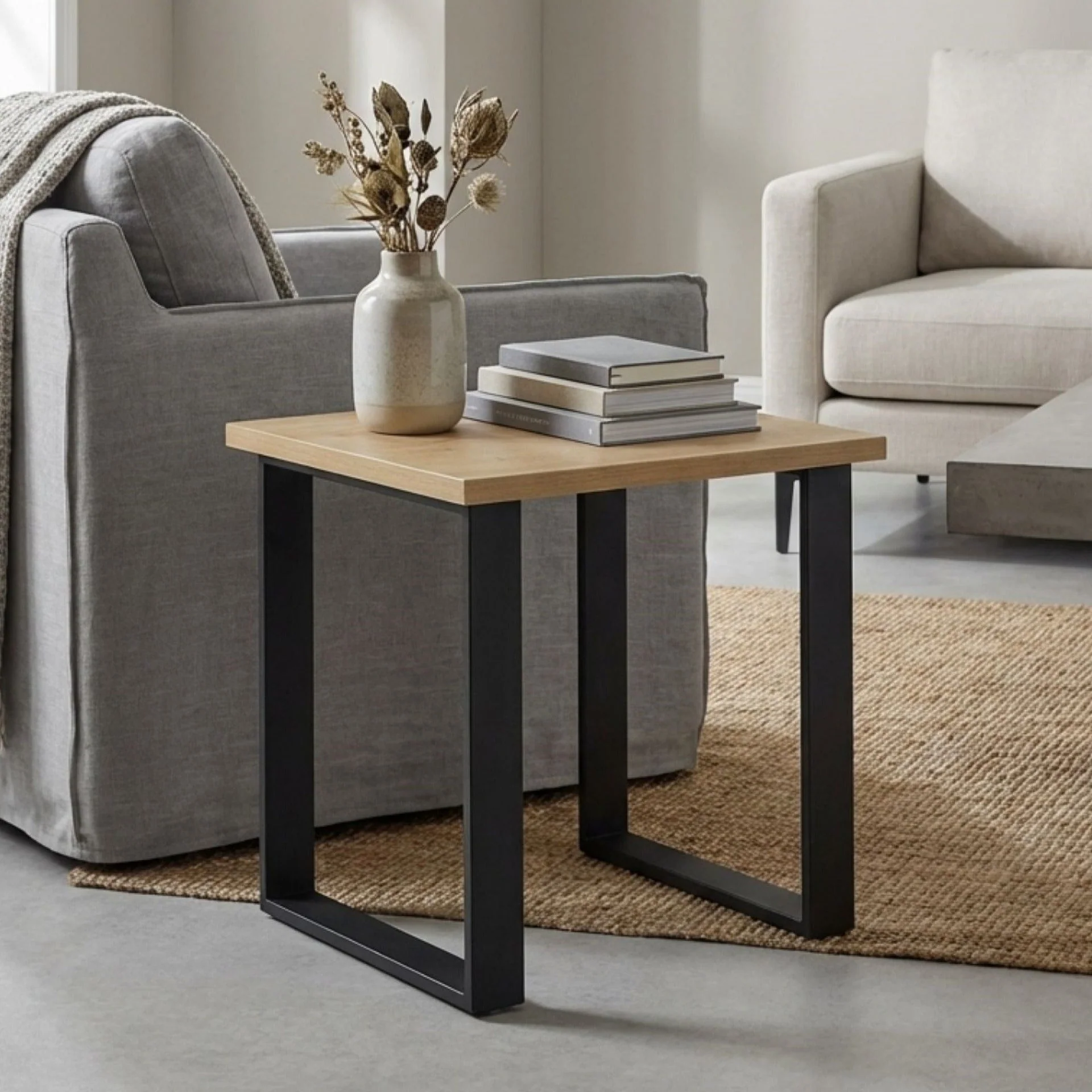 Frohna Square Coffee Table Side Table - Oak - Image 3