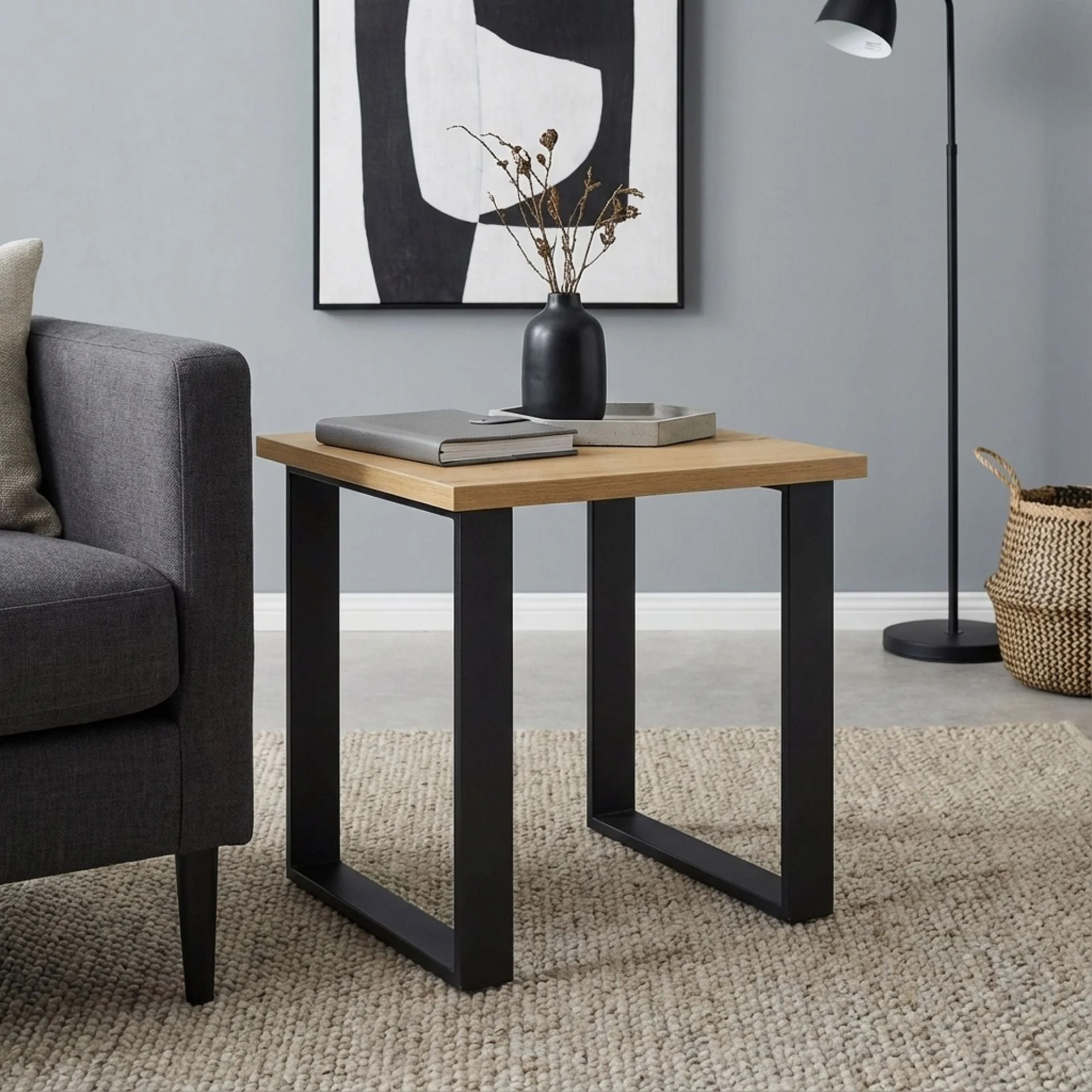 Frohna Square Coffee Table Side Table - Oak - Image 4