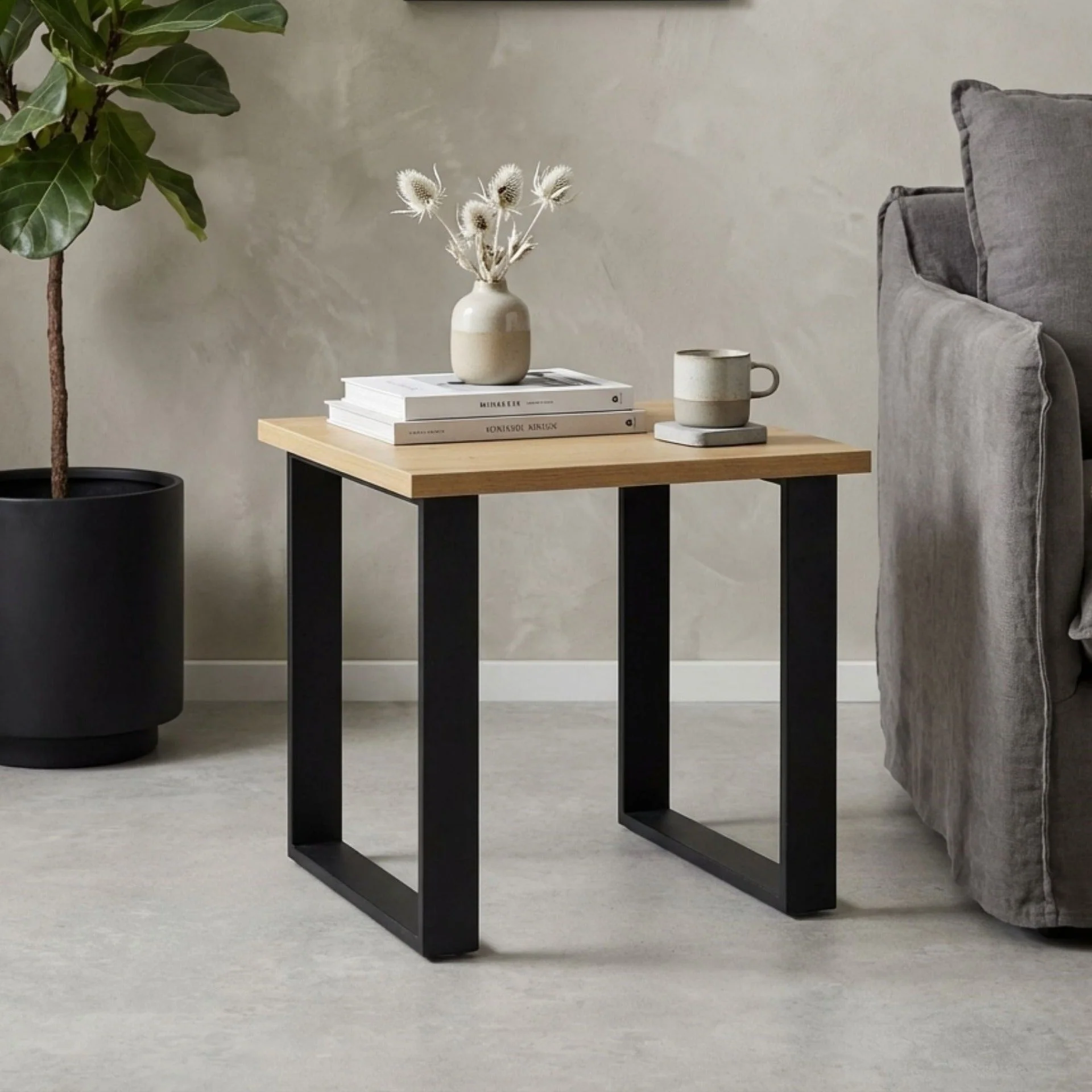 Frohna Square Coffee Table Side Table - Oak - Image 5