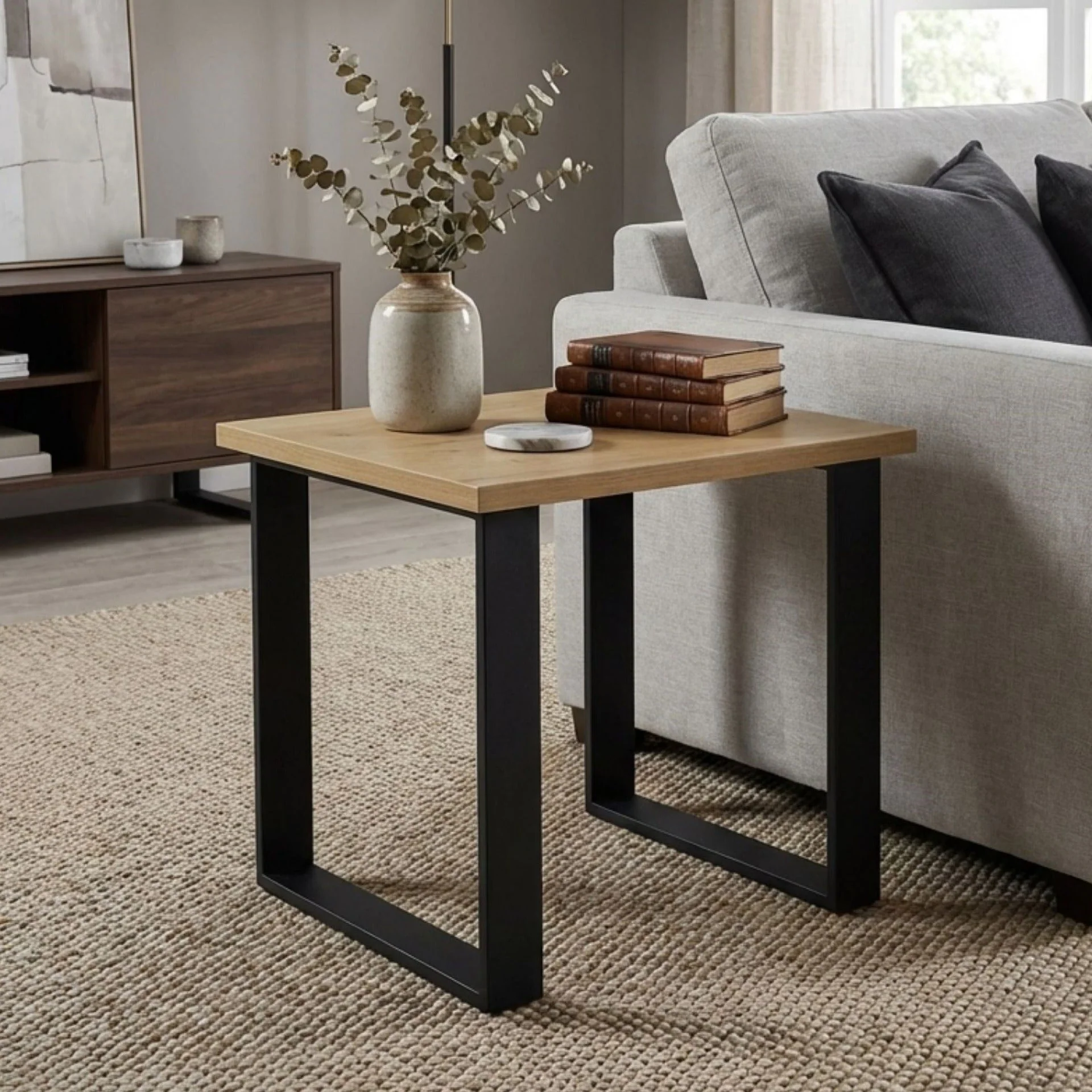Frohna Square Coffee Table Side Table - Oak - Image 7