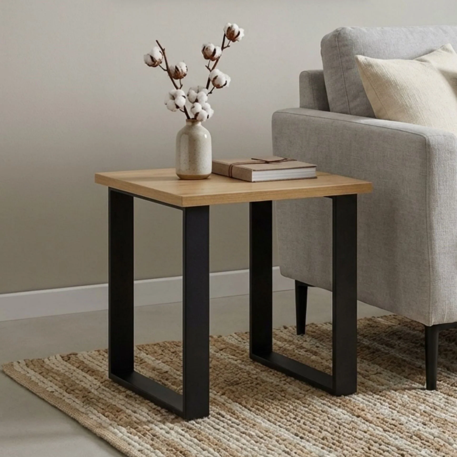 Frohna Square Coffee Table Side Table - Oak - Image 8