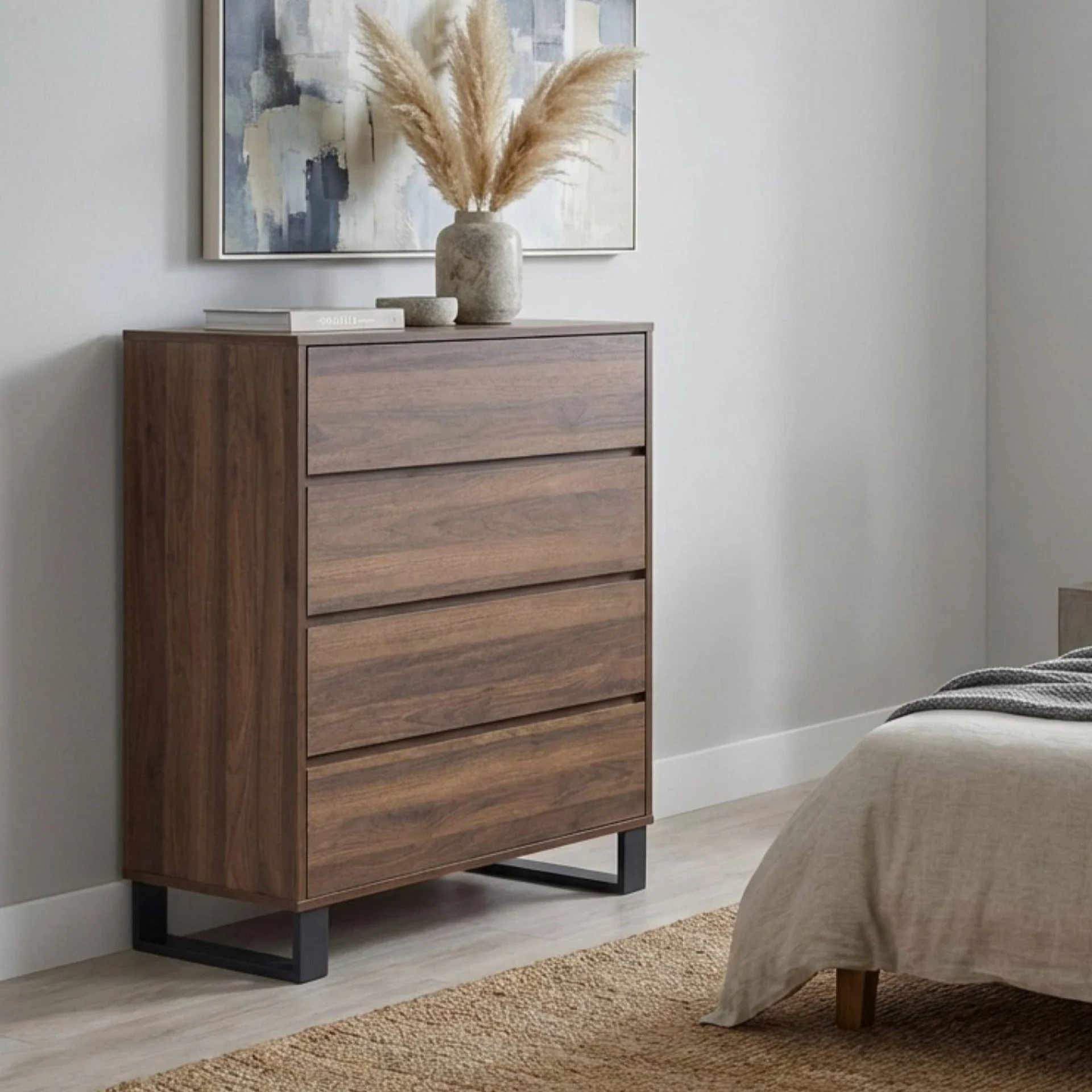 Frohna Tallboy 4 Drawer Chest Dresser - Walnut - Image 3