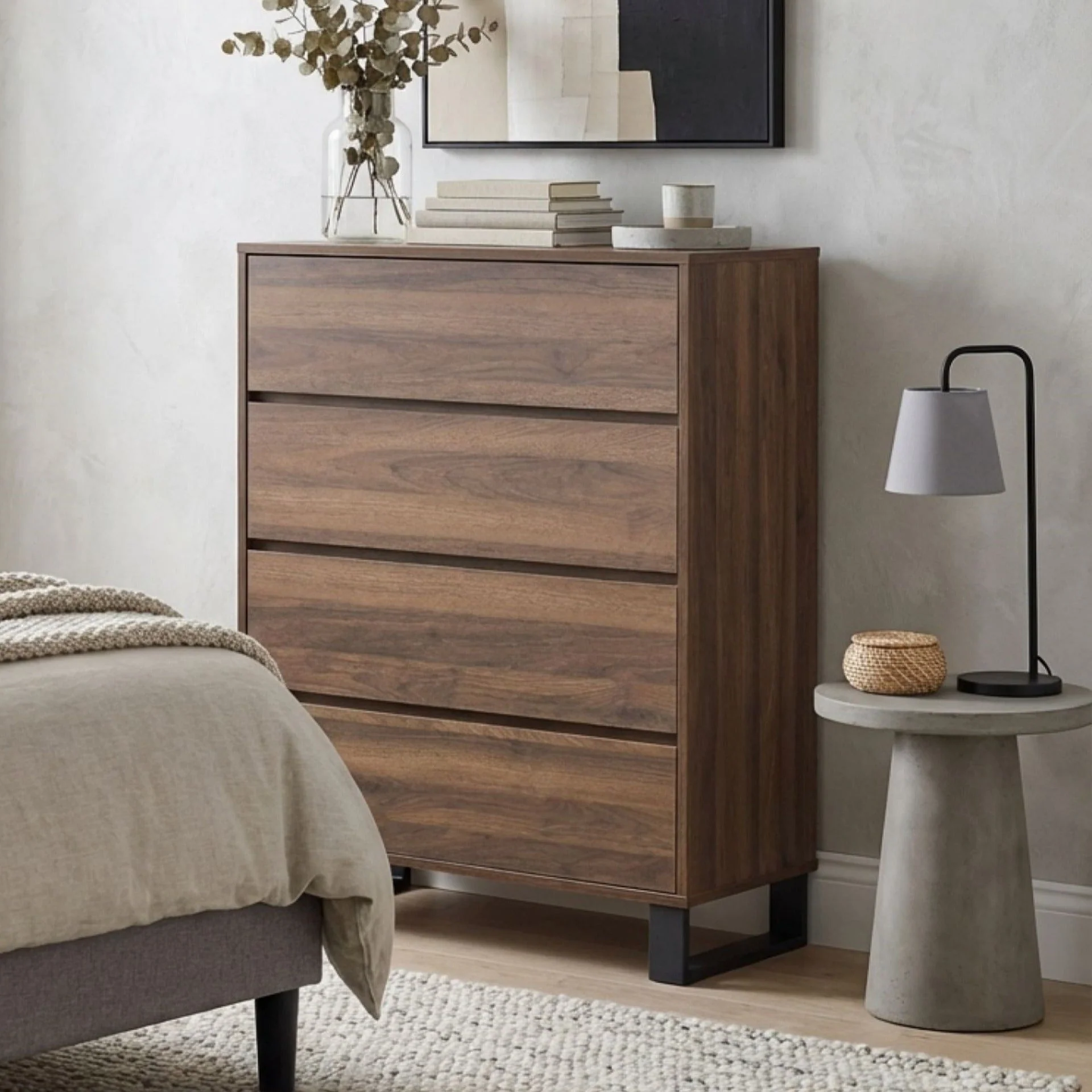 Frohna Tallboy 4 Drawer Chest Dresser - Walnut - Image 4