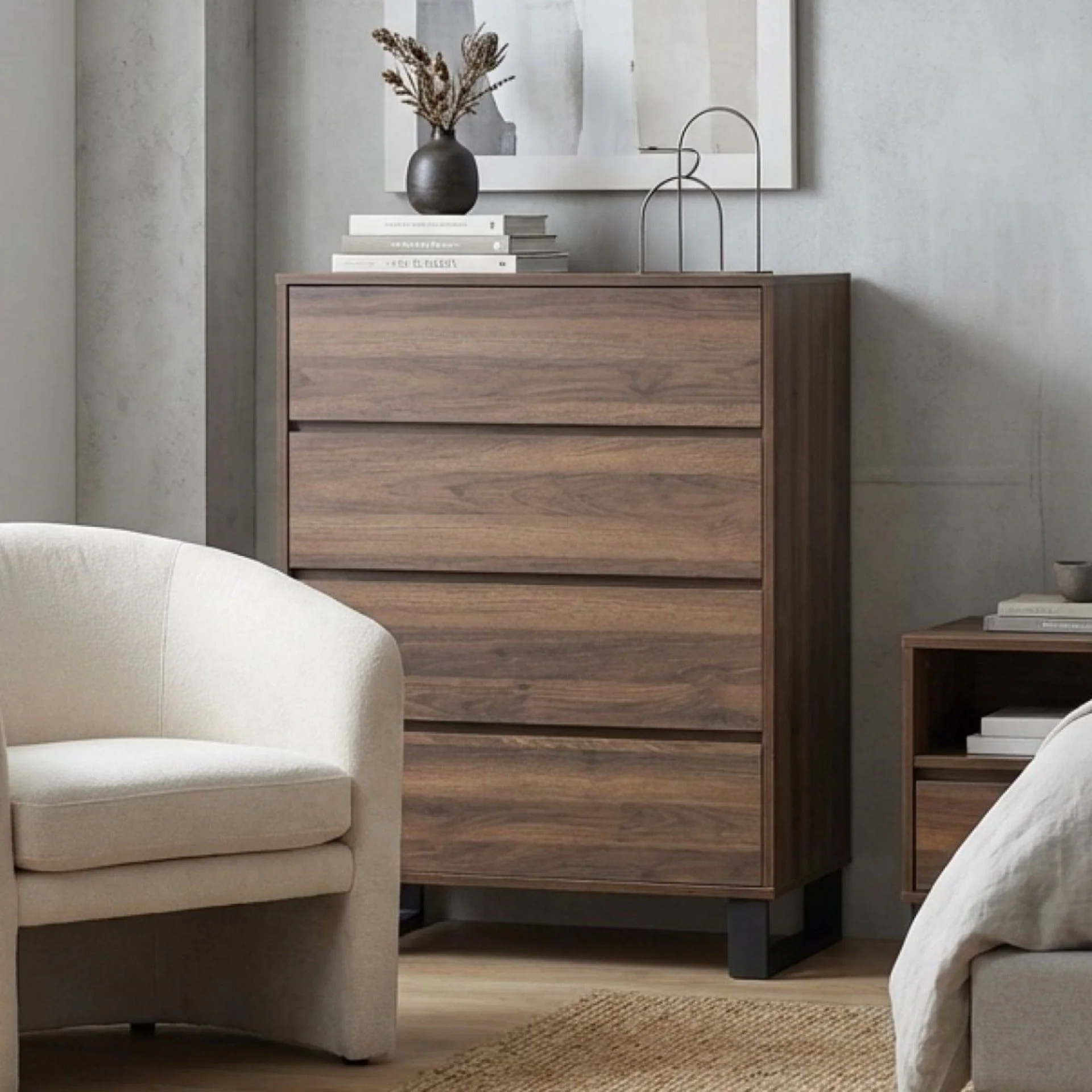 Frohna Tallboy 4 Drawer Chest Dresser - Walnut - Image 6