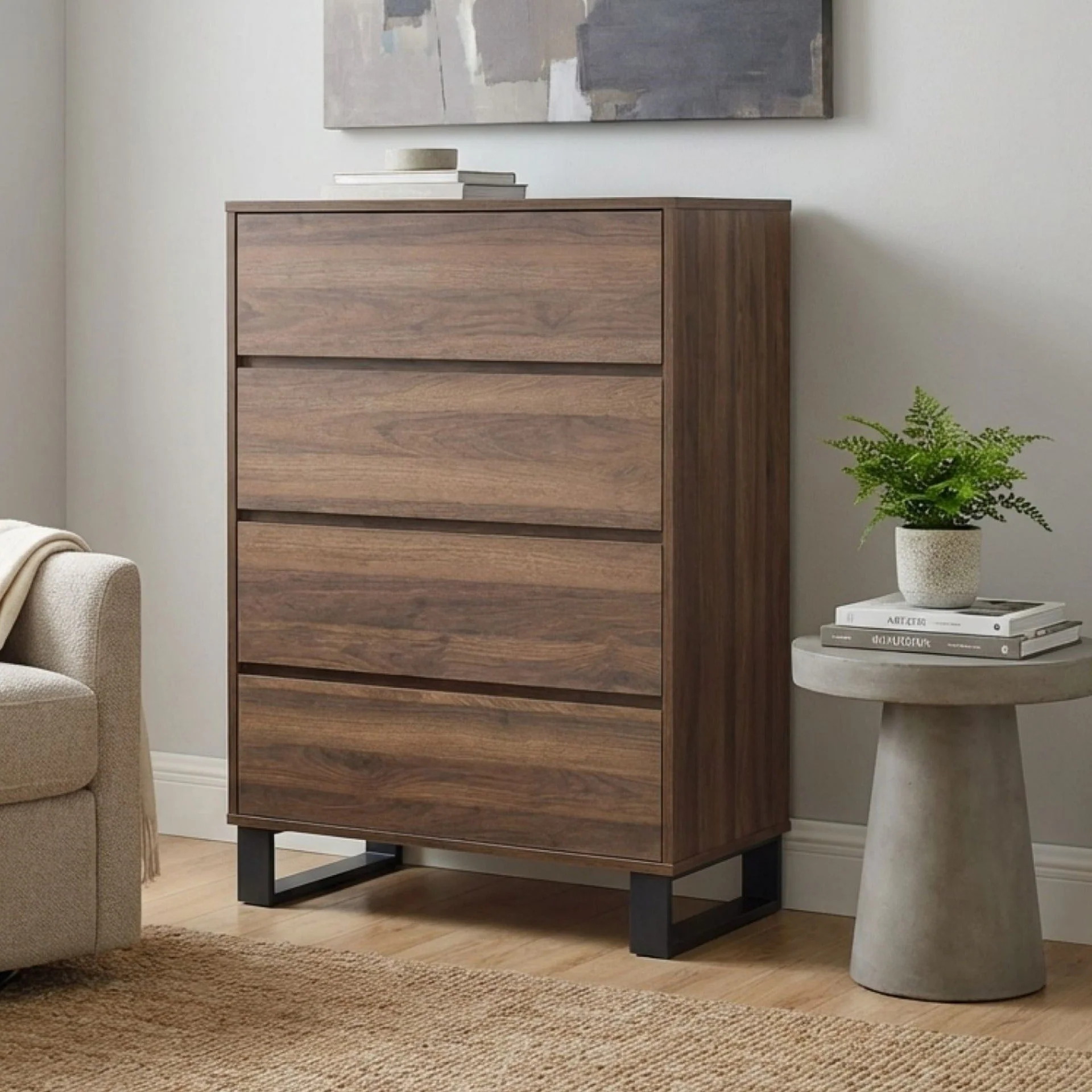 Frohna Tallboy 4 Drawer Chest Dresser - Walnut - Image 8