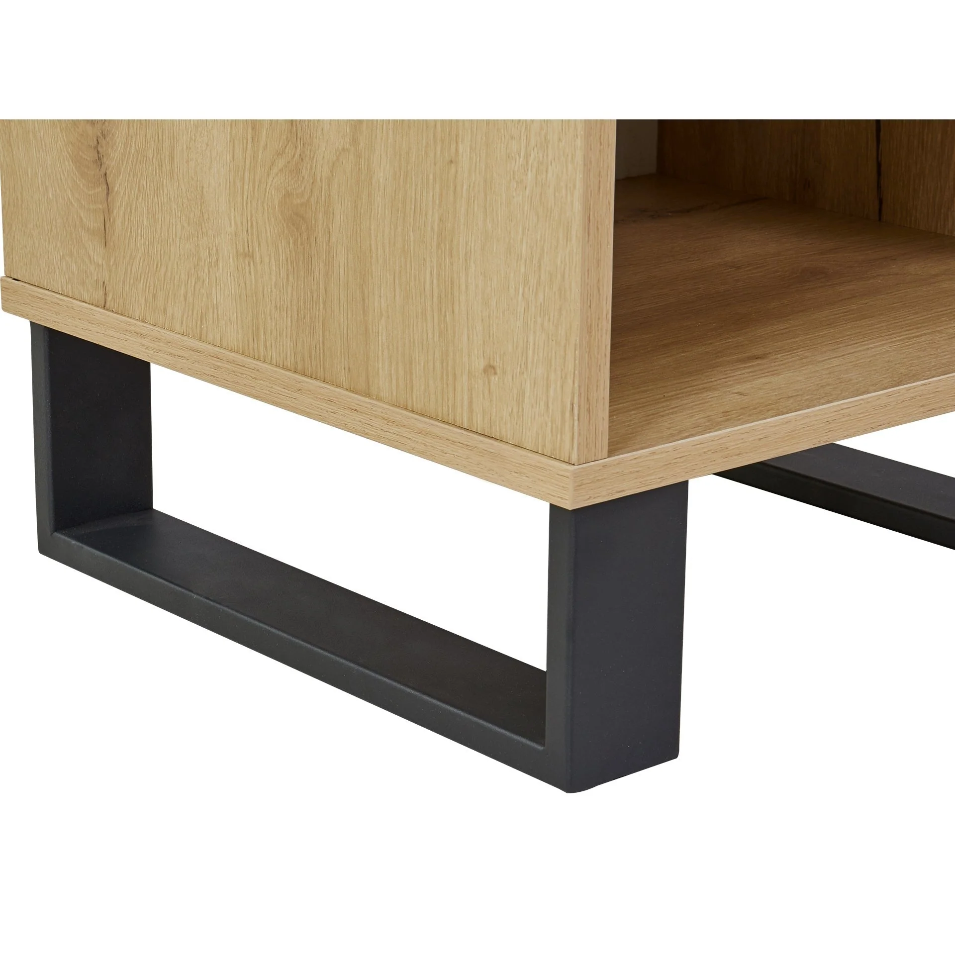 Frohna Wooden Bedside Table with 1 Drawer - Oak - Image 14