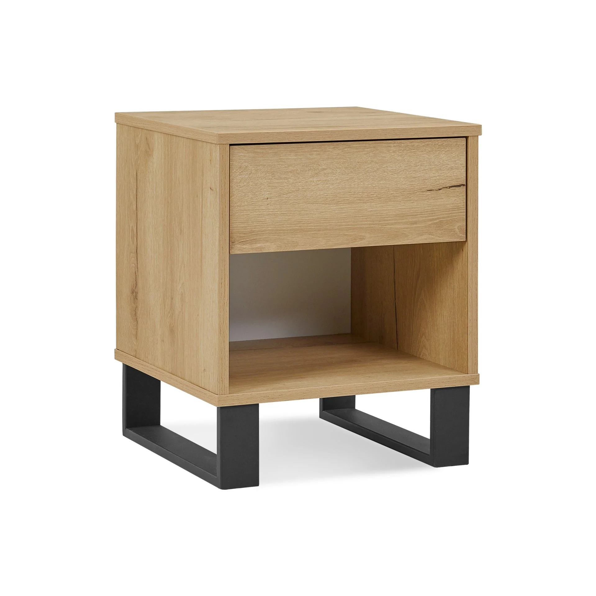 Frohna Wooden Bedside Table with 1 Drawer - Oak - Image 9