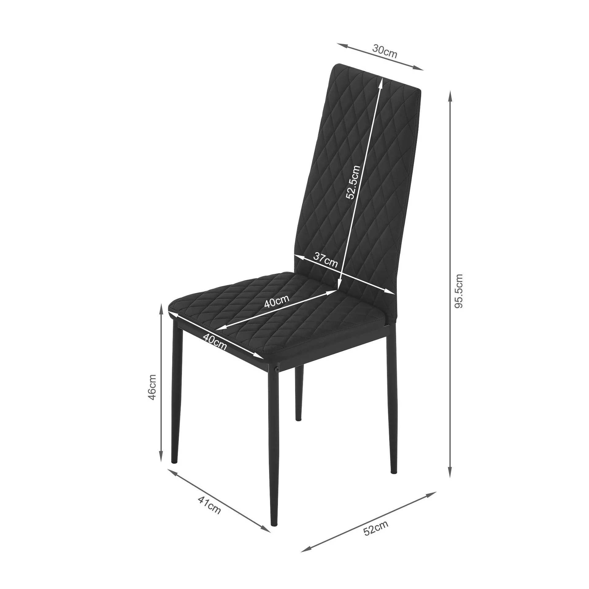 Fusion Diamond Chair- Set of 4 - Black - Image 11