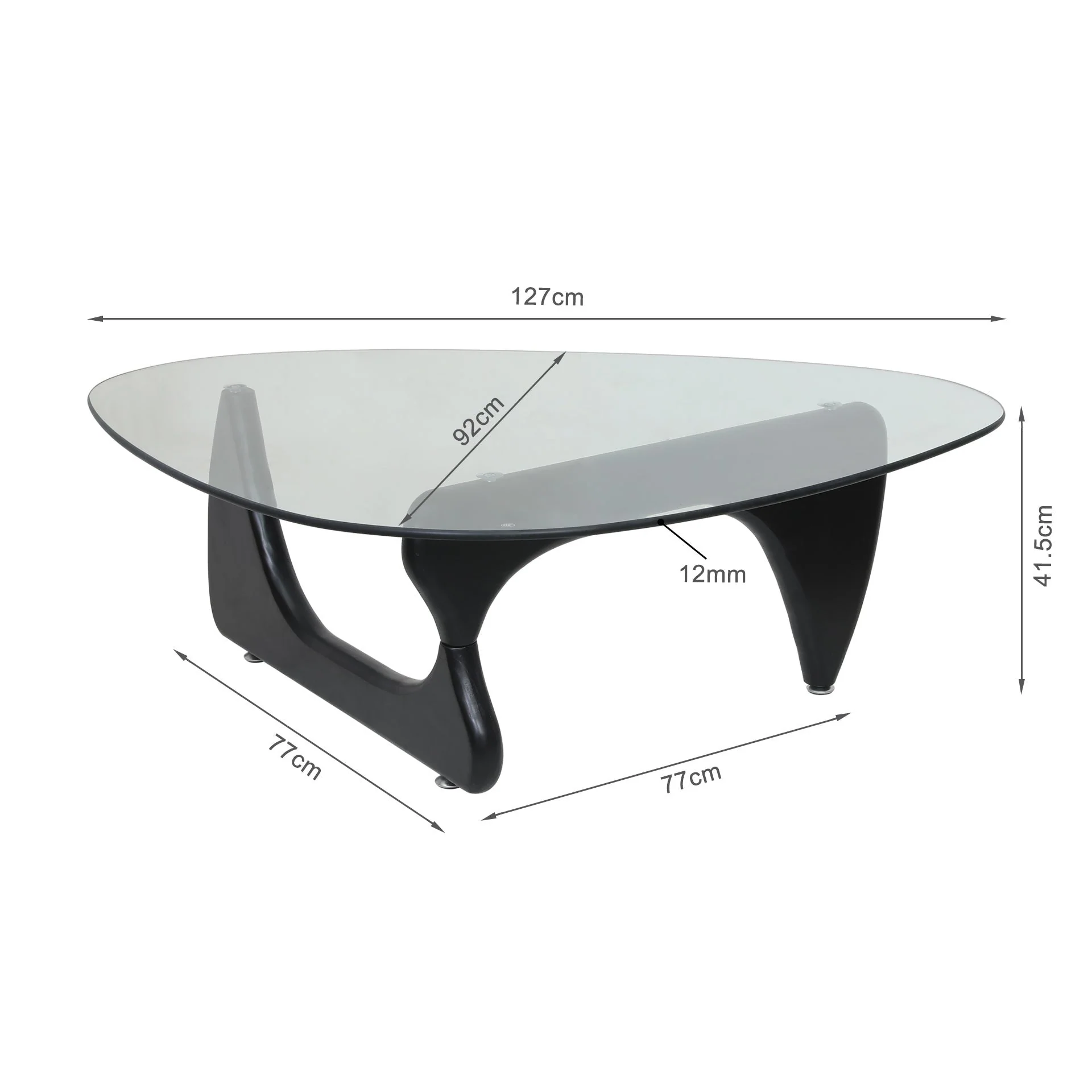 Galan Large Noguchi Coffee Table Replica - Black - Image 7