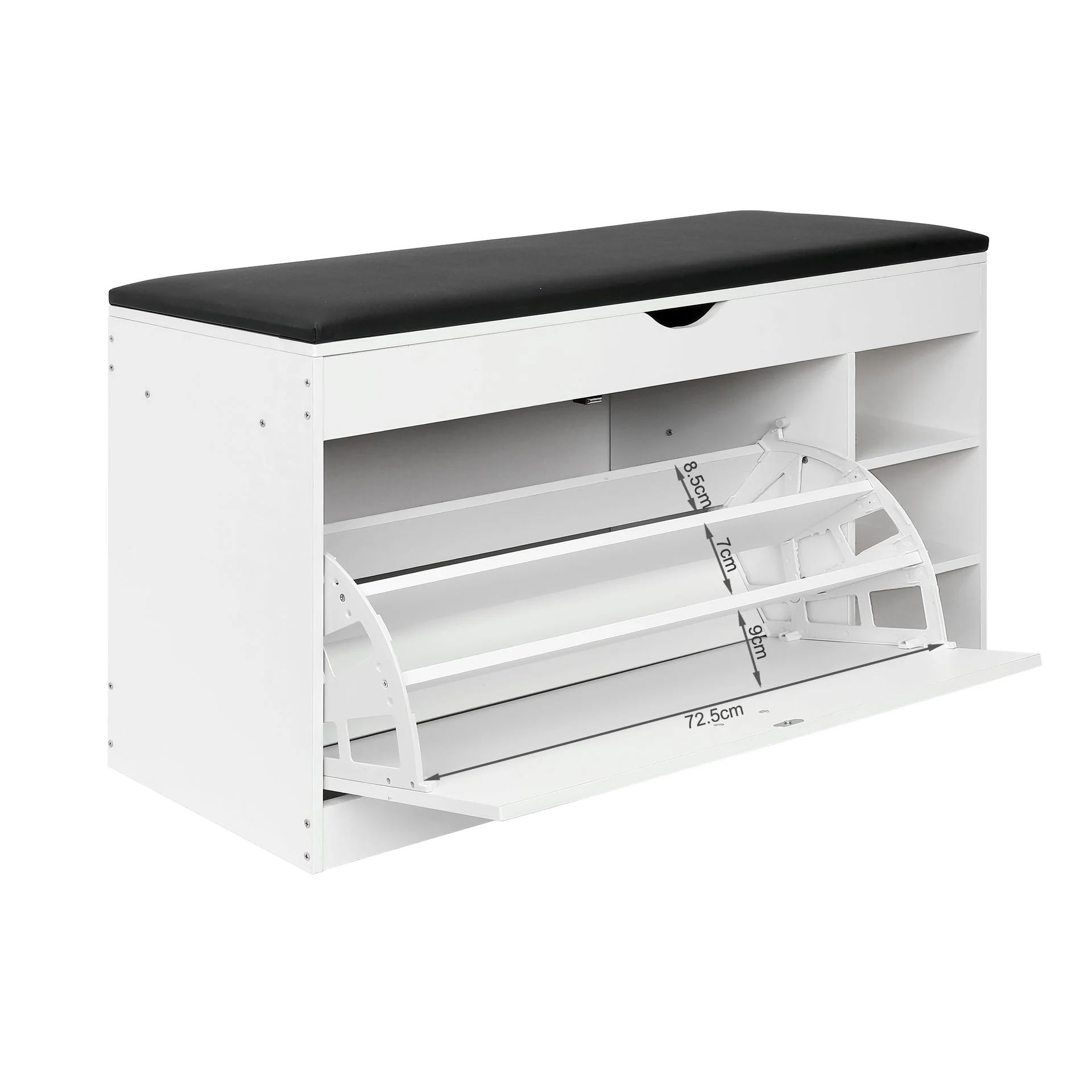 Gannet Shoe Rack Storage Cabinet 3 Layer - White + Black - Image 14
