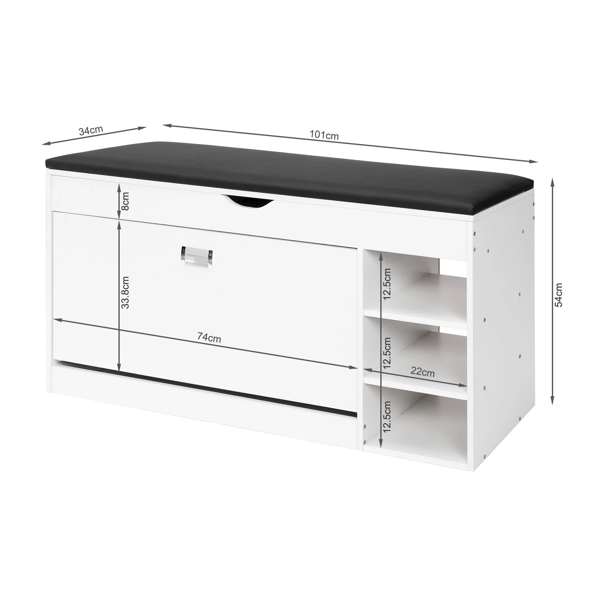 Gannet Shoe Rack Storage Cabinet 3 Layer - White + Black - Image 15