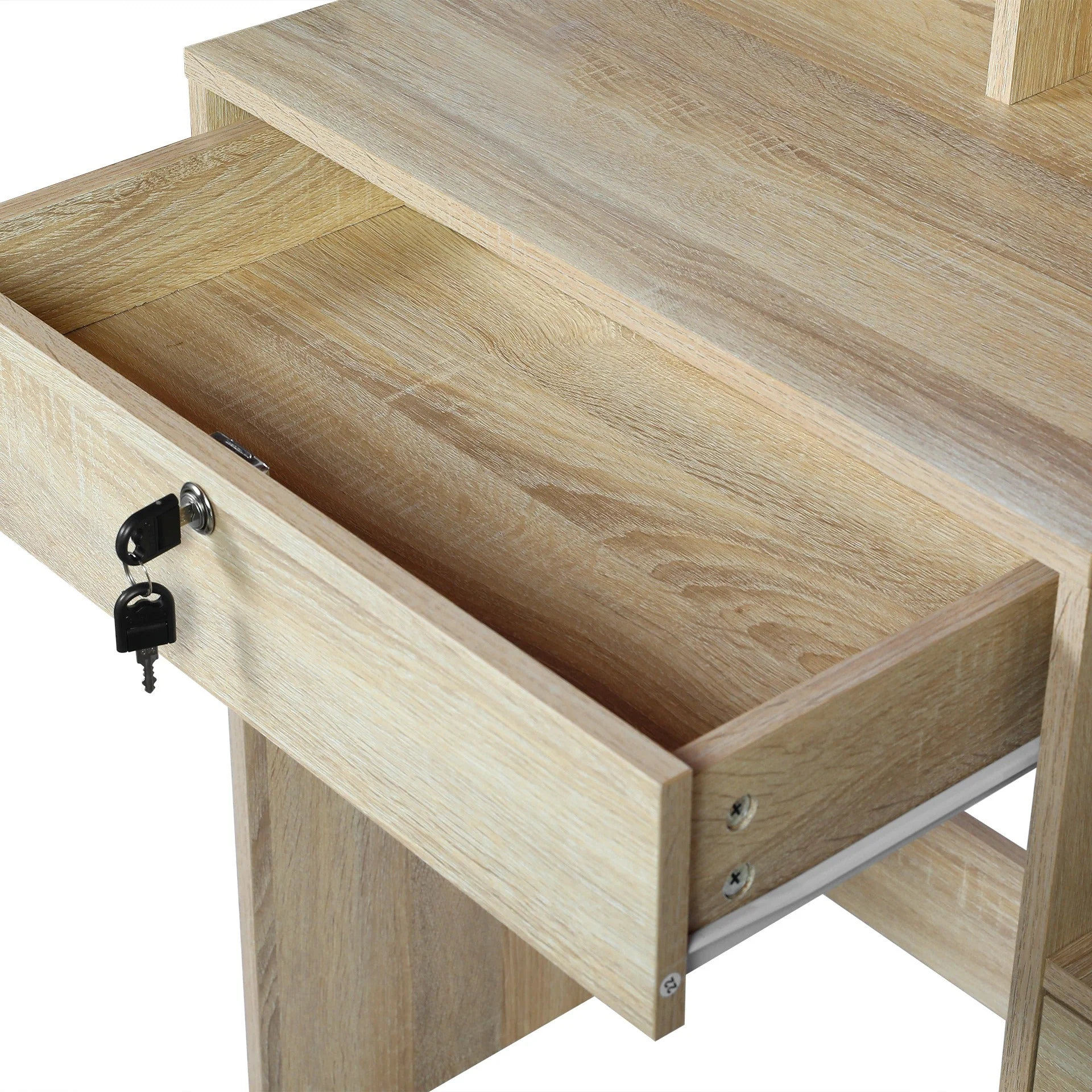 Gardenia 2 Piece Dressing Table with Mirror & Stool Set - Oak - Image 10