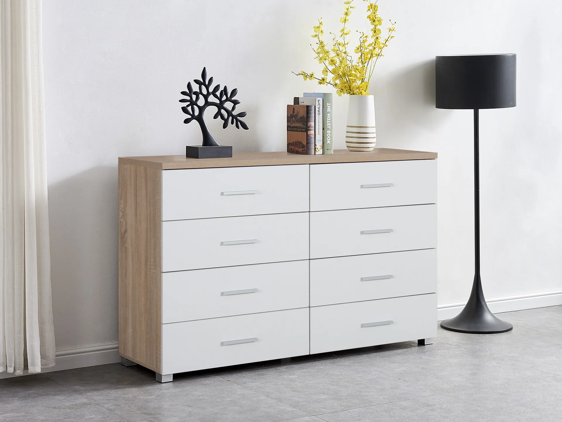 Garrett Low Boy 8 Drawer Chest Dresser - Oak - Image 2