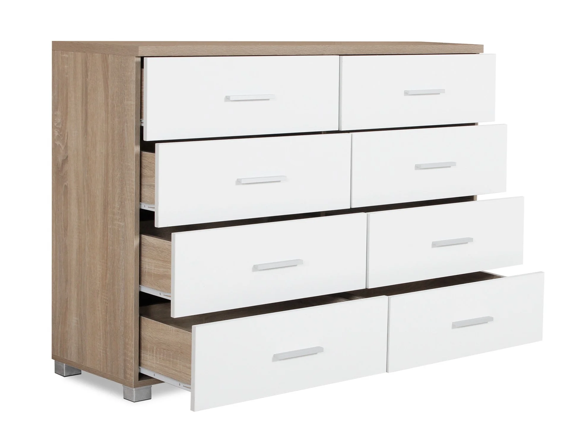Garrett Low Boy 8 Drawer Chest Dresser - Oak - Image 4