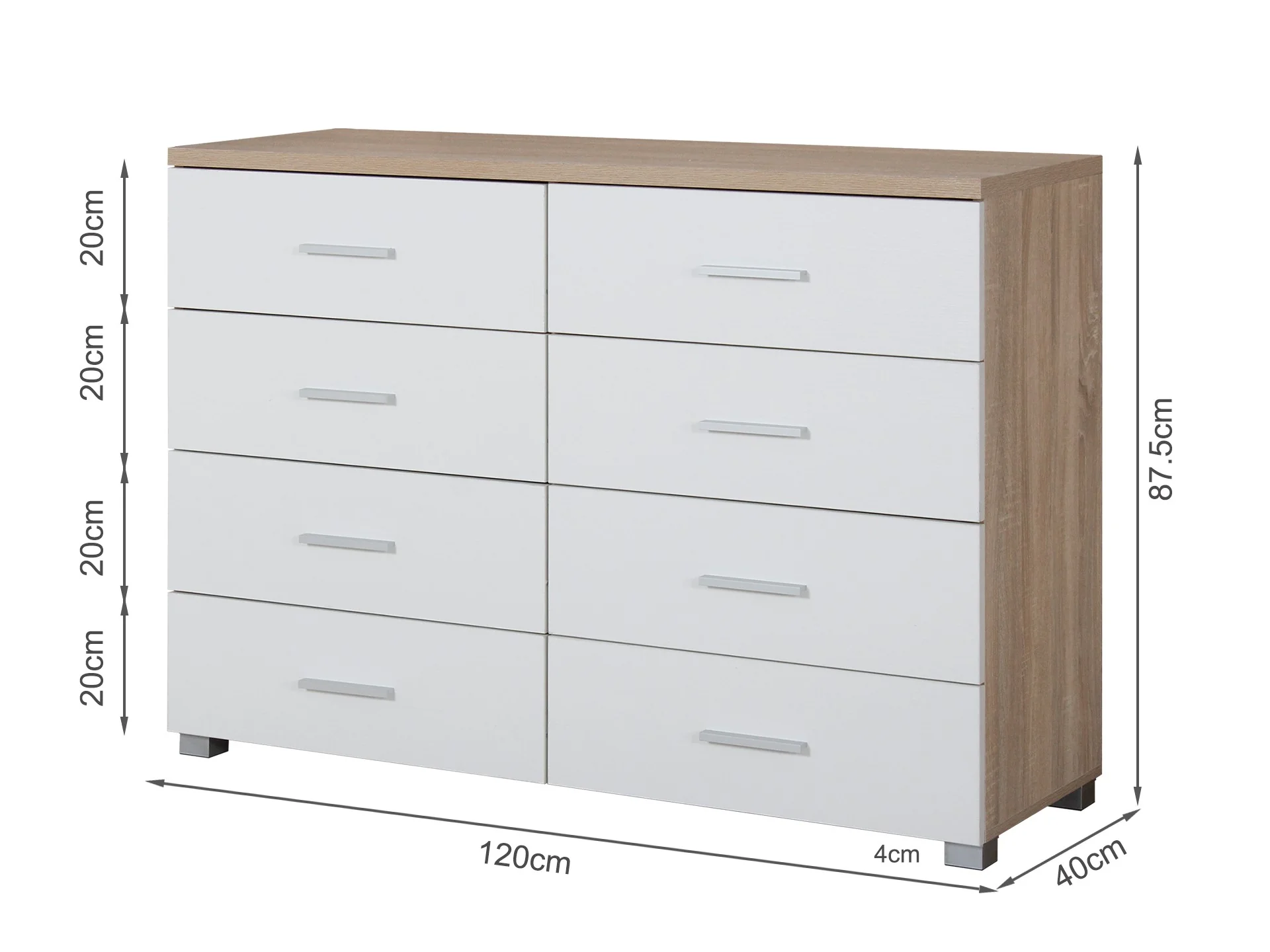 Garrett Low Boy 8 Drawer Chest Dresser - Oak - Image 7