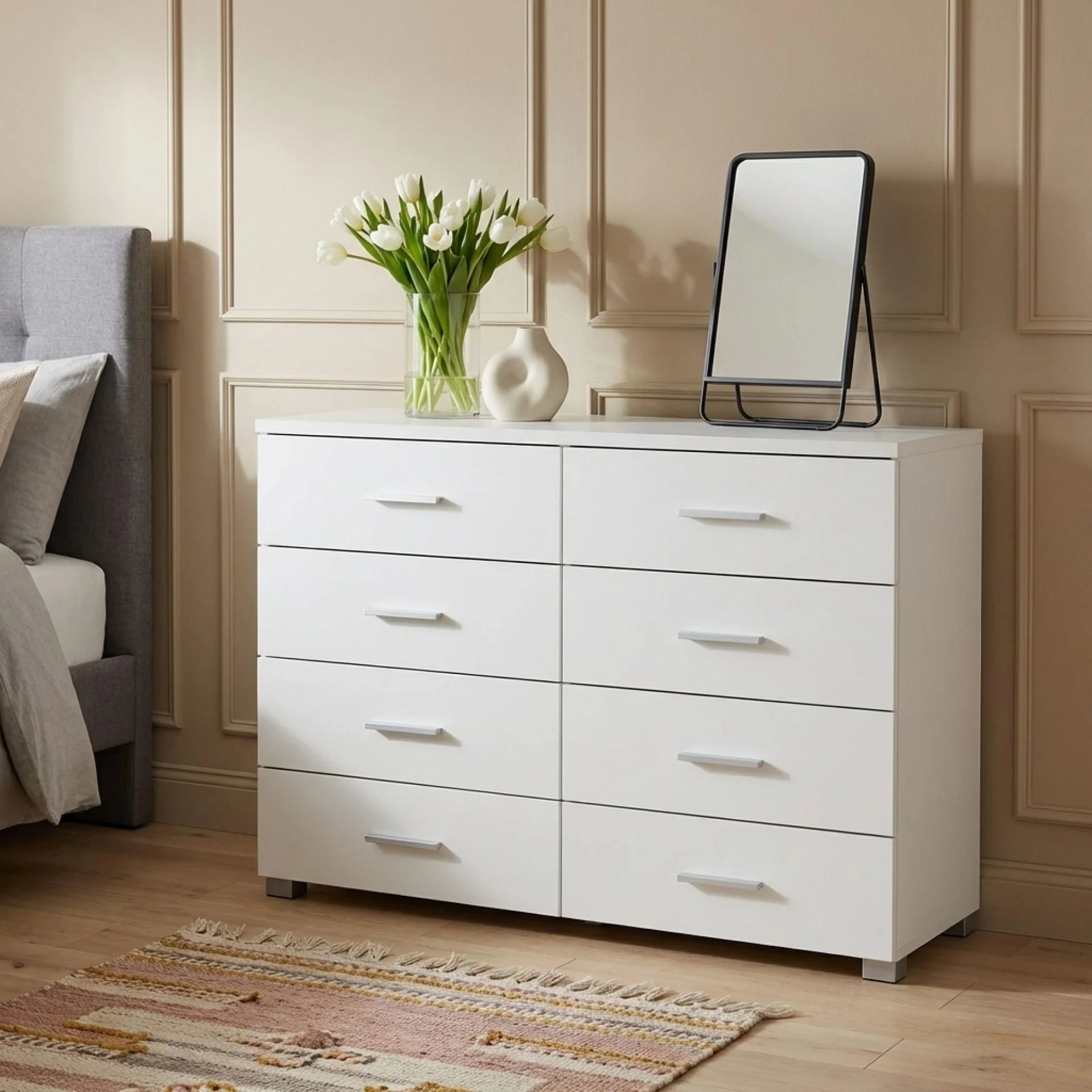 Garrett Lowboy 8 Drawer Chest Dresser - White - Image 2