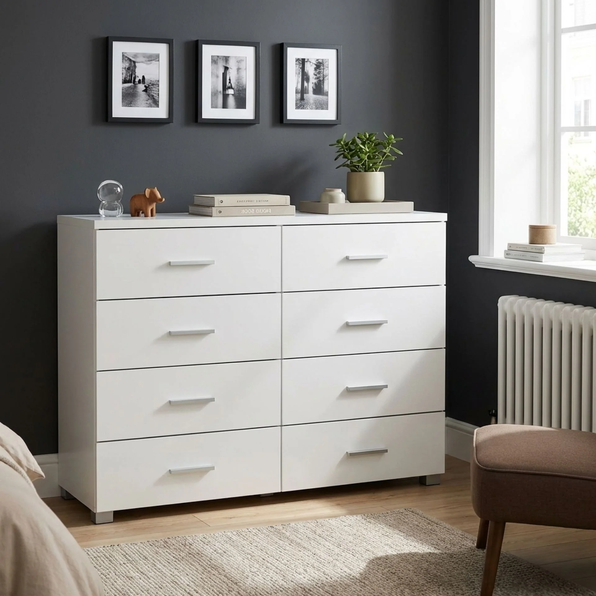 Garrett Lowboy 8 Drawer Chest Dresser - White - Image 3