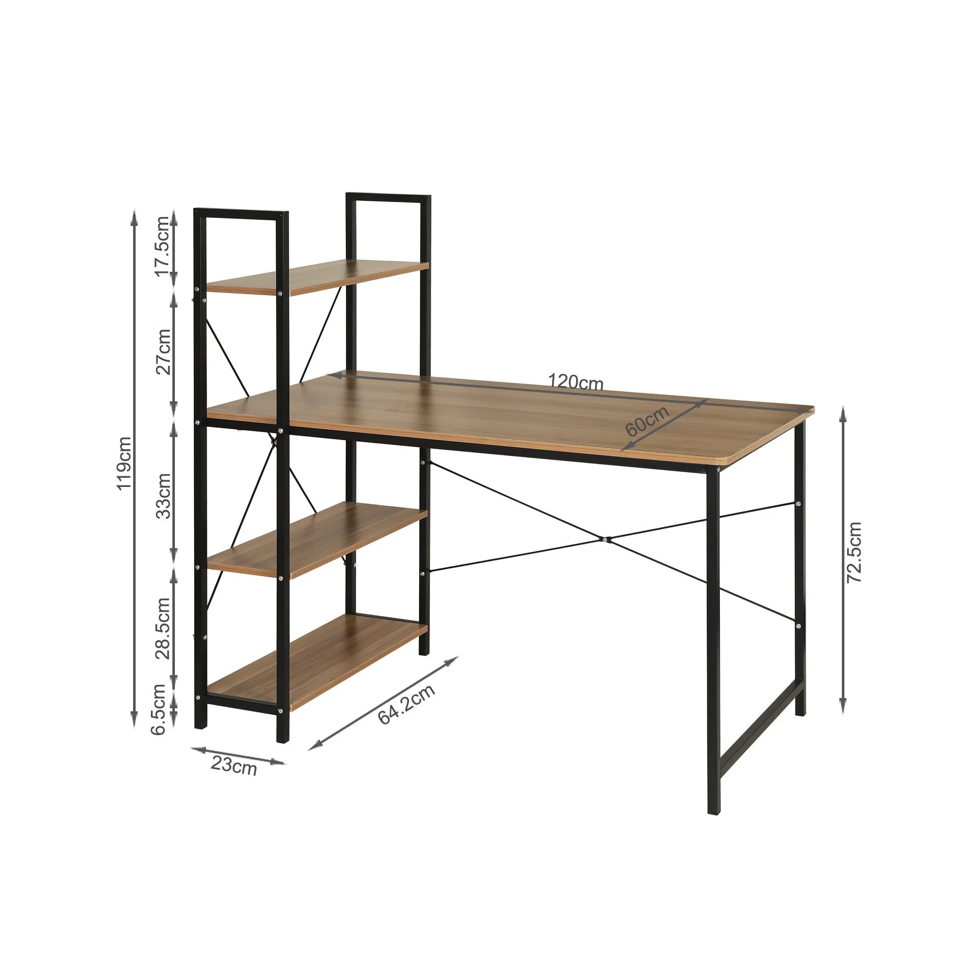 Gavyn 120cm Computer Desk - Black - Image 8