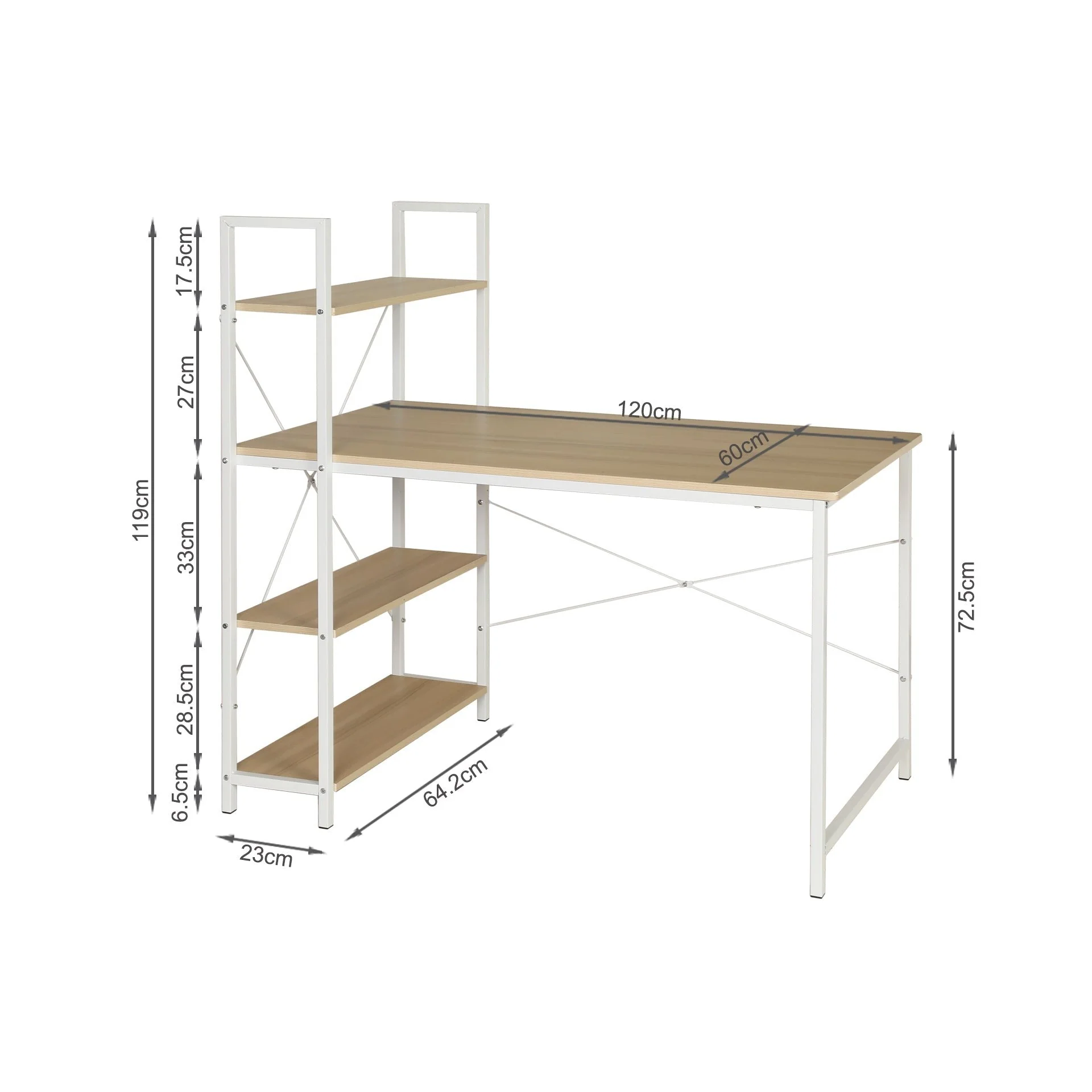 Gavyn 120cm Computer Desk - White - Image 12