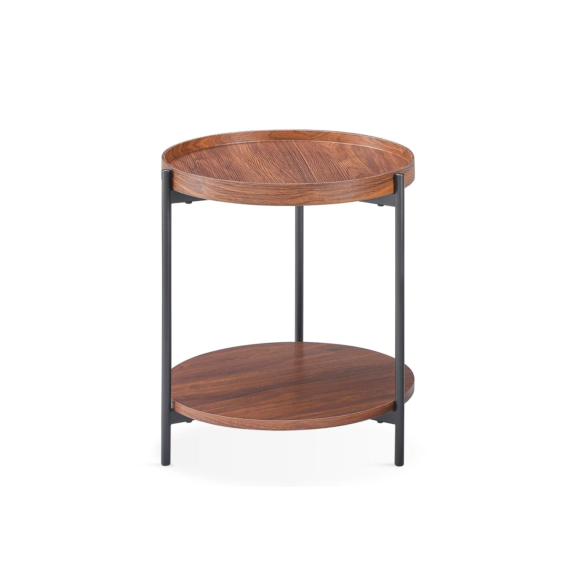 Gaylen Round Coffee Table 45cm - Brown + Black - Image 4