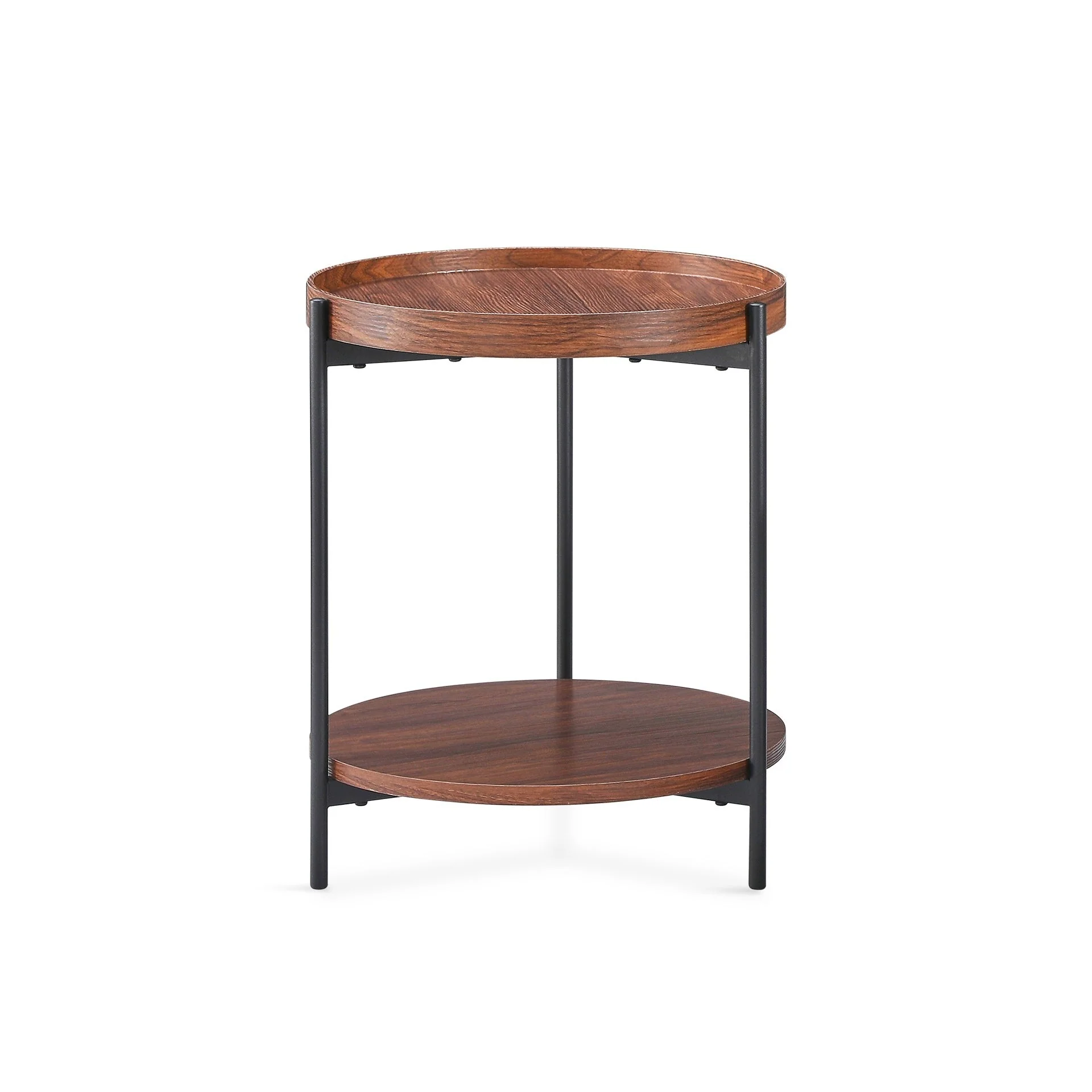 Gaylen Round Coffee Table 45cm - Brown + Black - Image 5