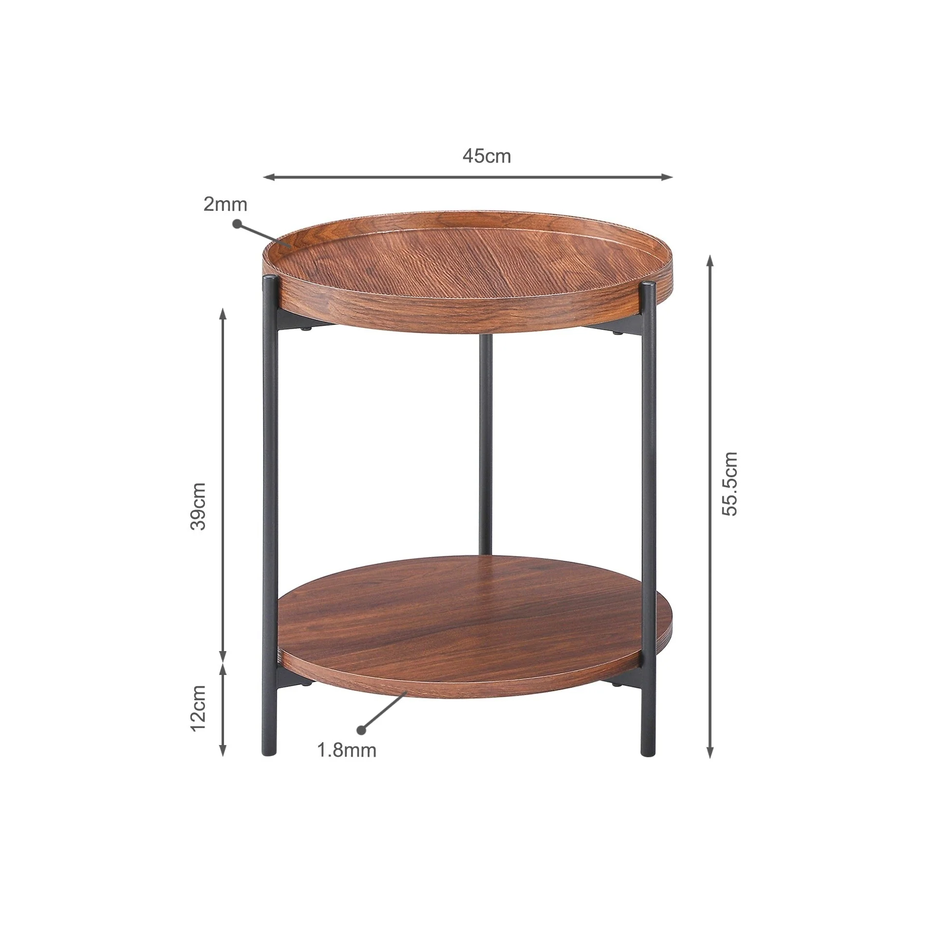 Gaylen Round Coffee Table 45cm - Brown + Black - Image 6