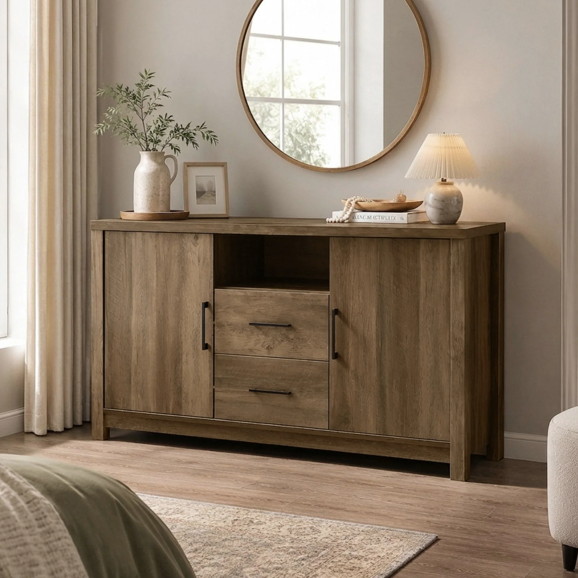Georgie Sideboard Buffet Table - Knotty Oak - Image 3