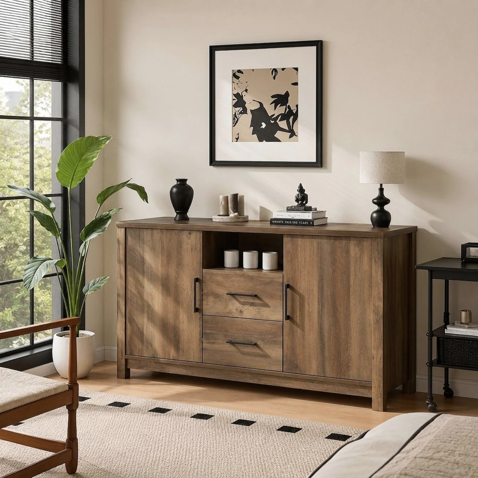 Georgie Sideboard Buffet Table - Knotty Oak - Image 4