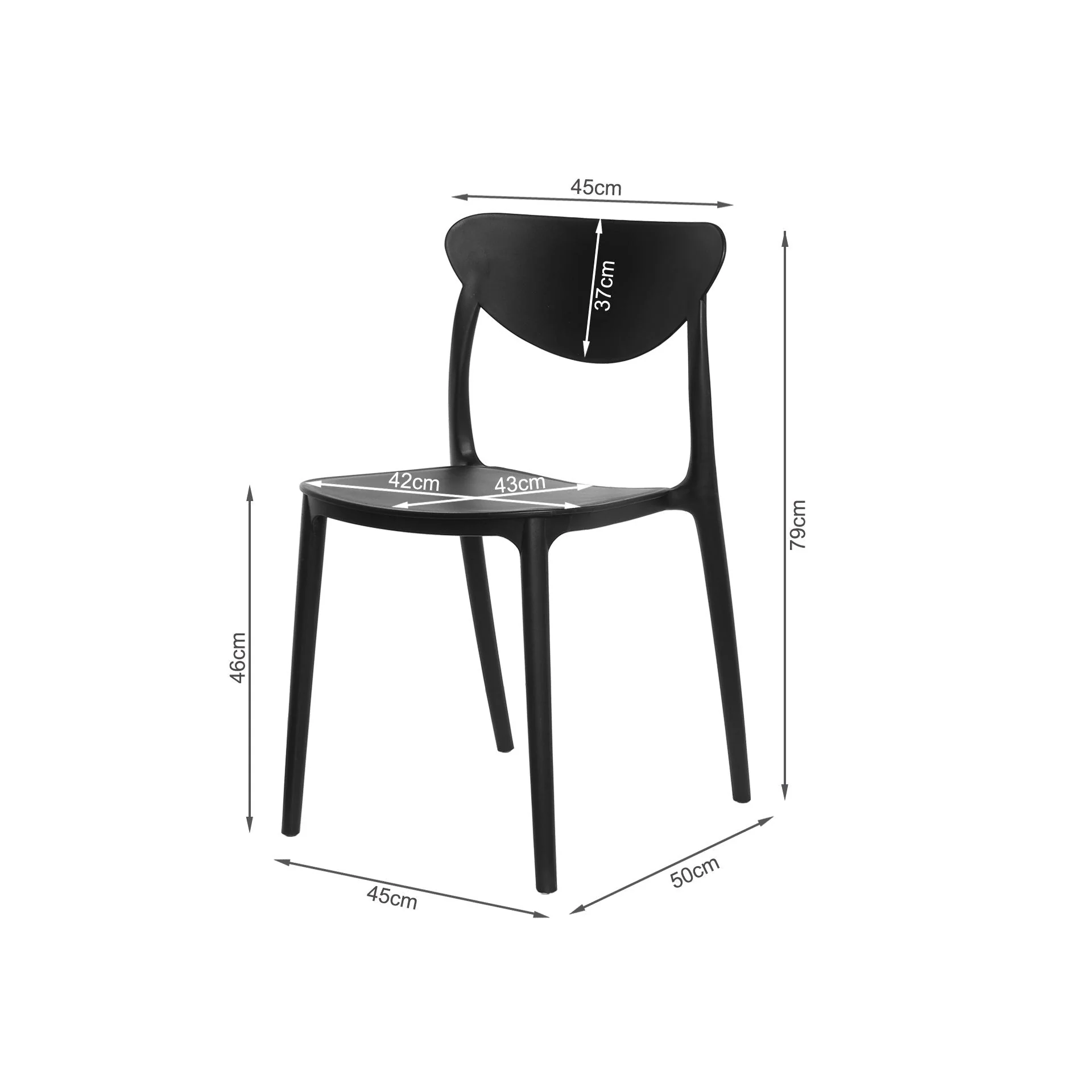 Gia Dining Chair - Set of 4 - Black - Image 6