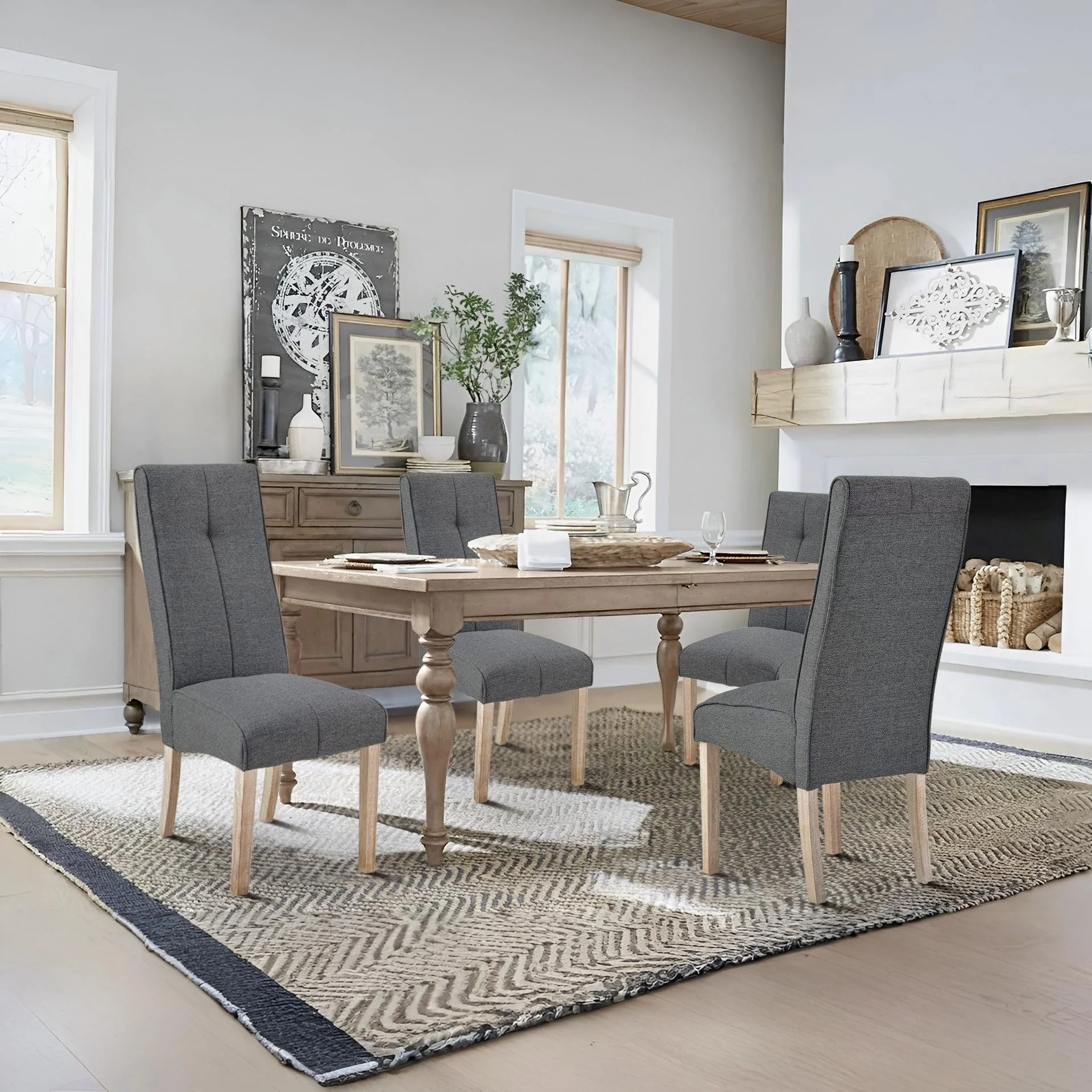 Gianna 4 Piece Upholstered Dining Chair - Dark Grey