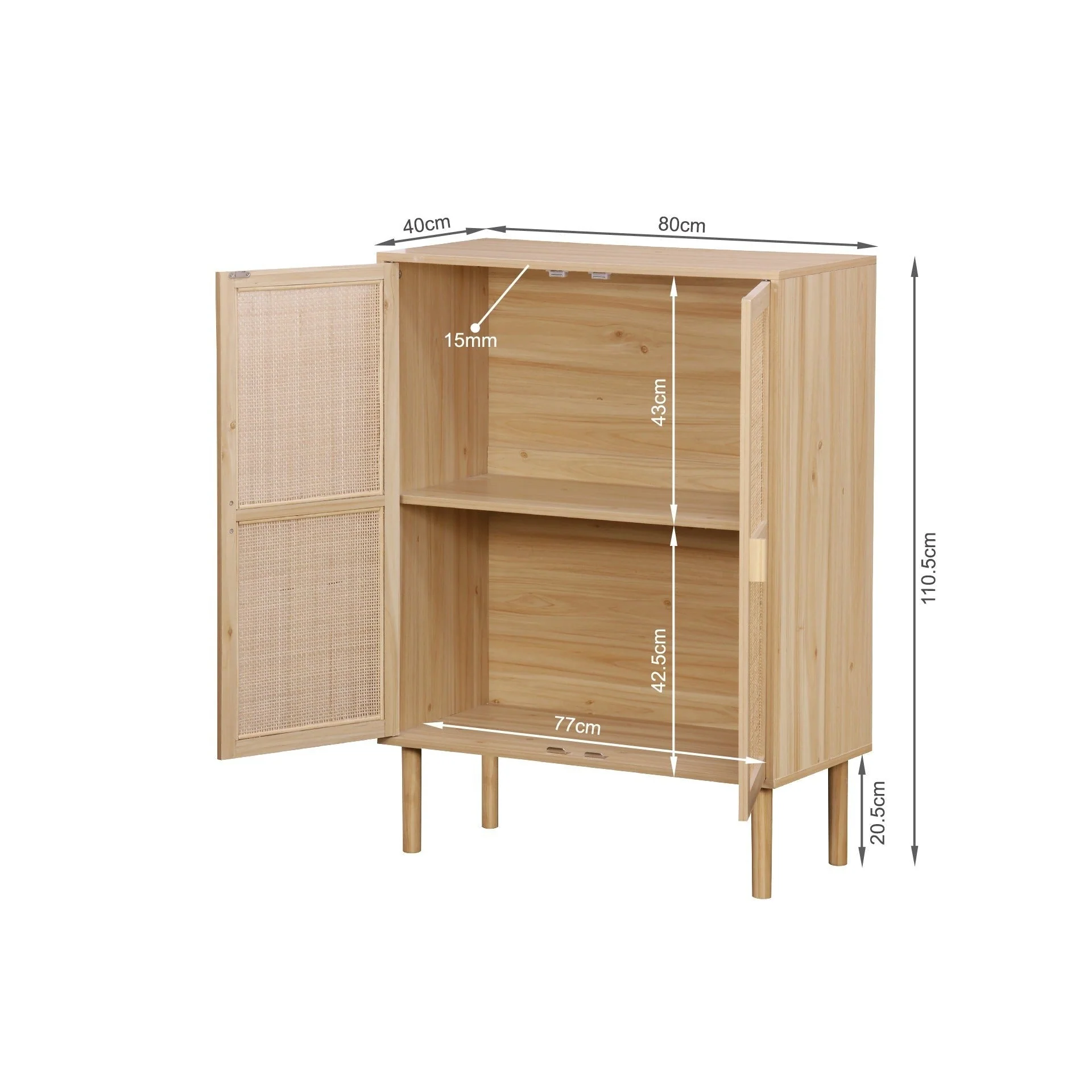 Gila 2 Doors Rattan Cabinet - Natural - Image 9