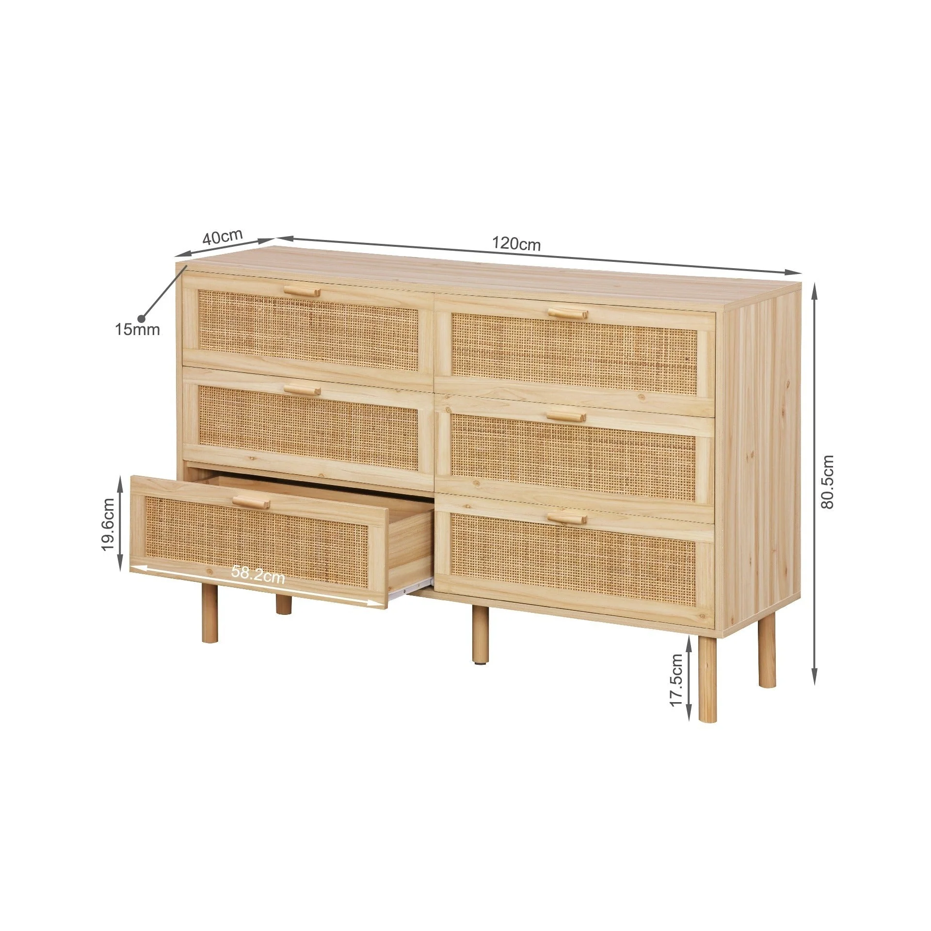Gila Rattan 6 Drawers Lowboy - Natural - Image 8