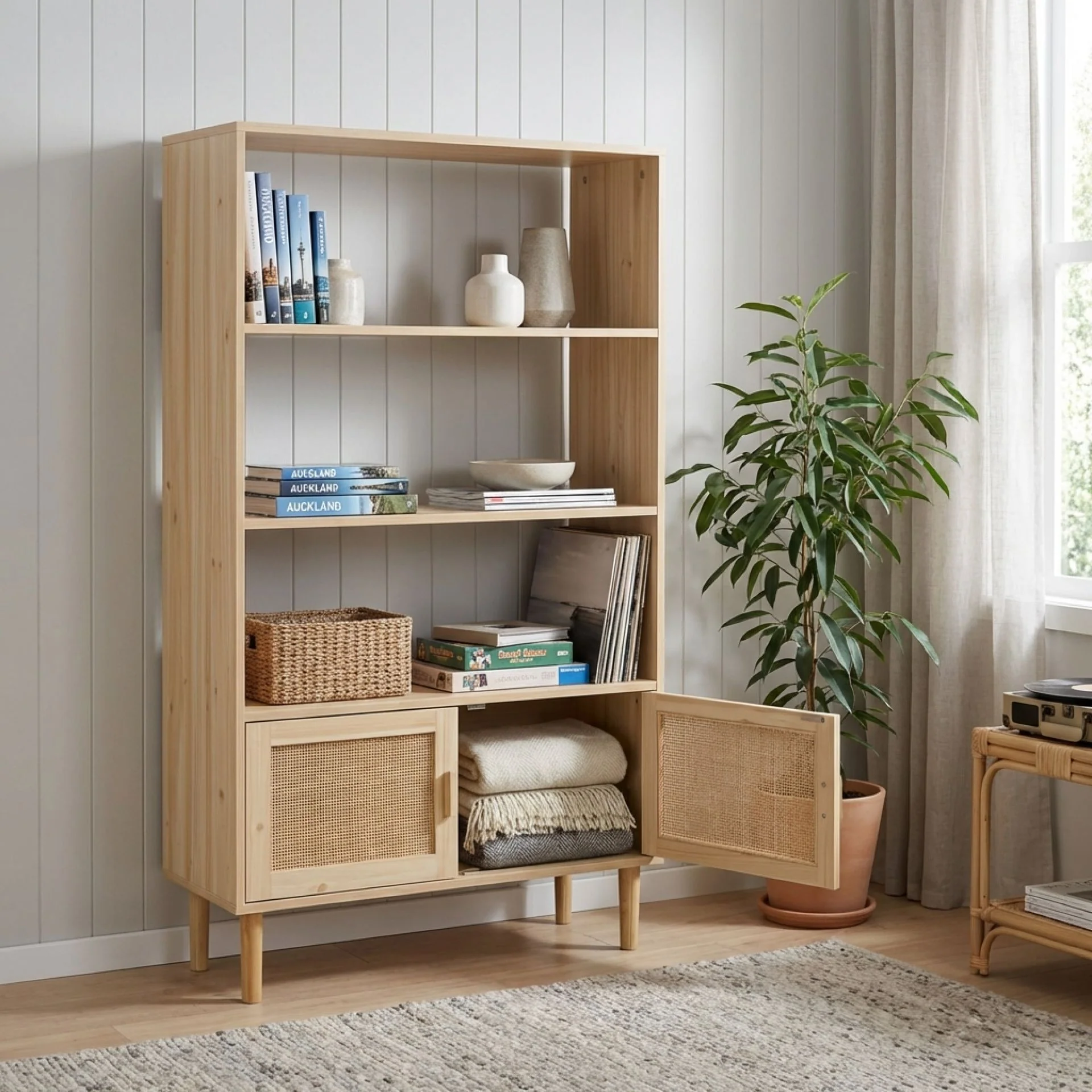 Gila Rattan Bookshelf Display Shelf - Natural - Image 2