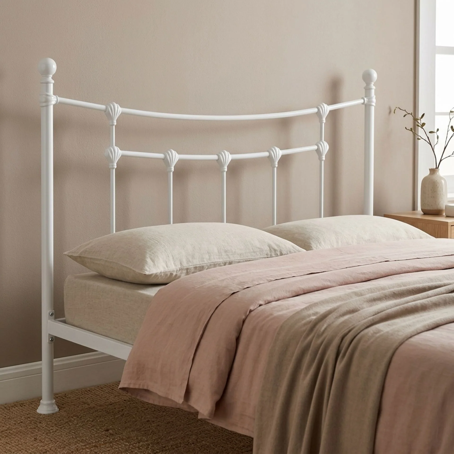 Gingera Double Metal Bed Frame - White - Image 6