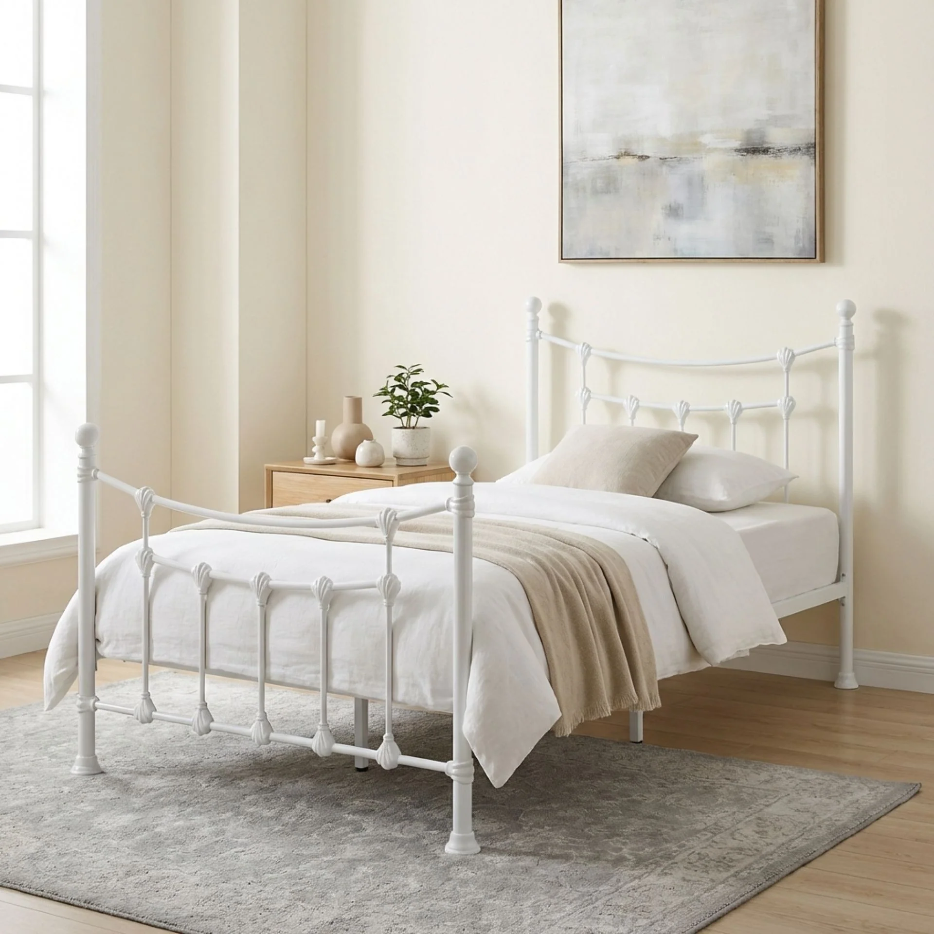 Gingera King Single Metal Bed Frame - White