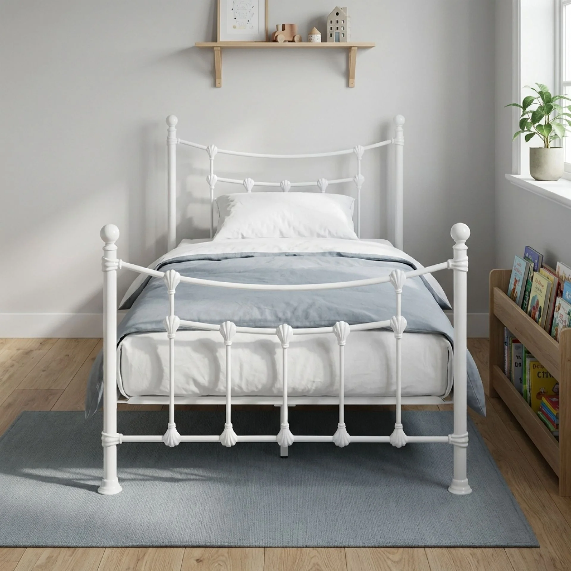 Gingera King Single Metal Bed Frame - White - Image 2