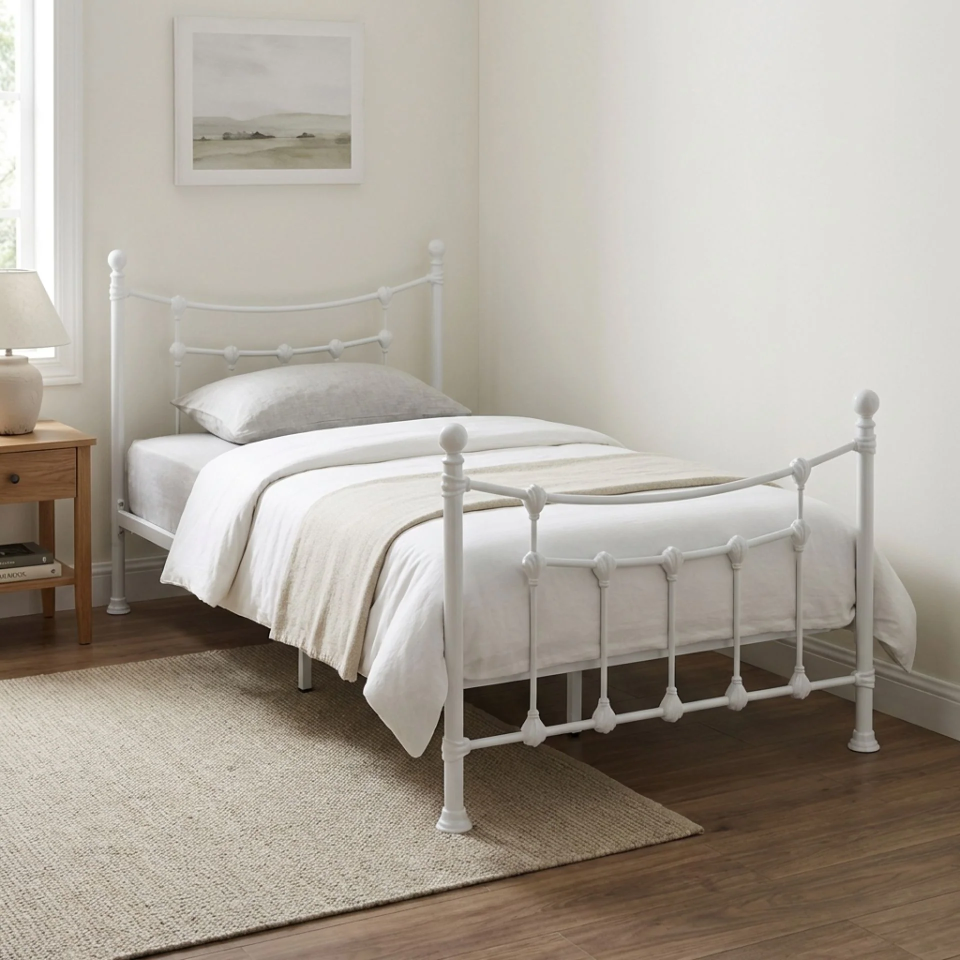 Gingera King Single Metal Bed Frame - White - Image 3